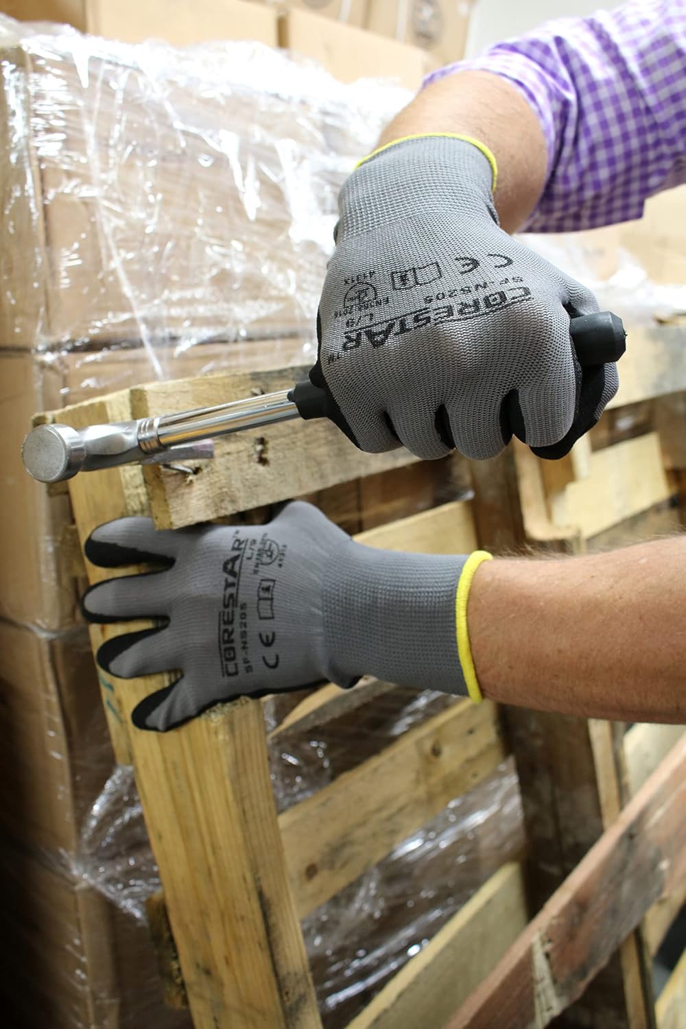 Corestar Safety Work Gloves Sandy MicroFoam Nitrile Palm Coated Seamless Nylon Micro-Foam Gloves