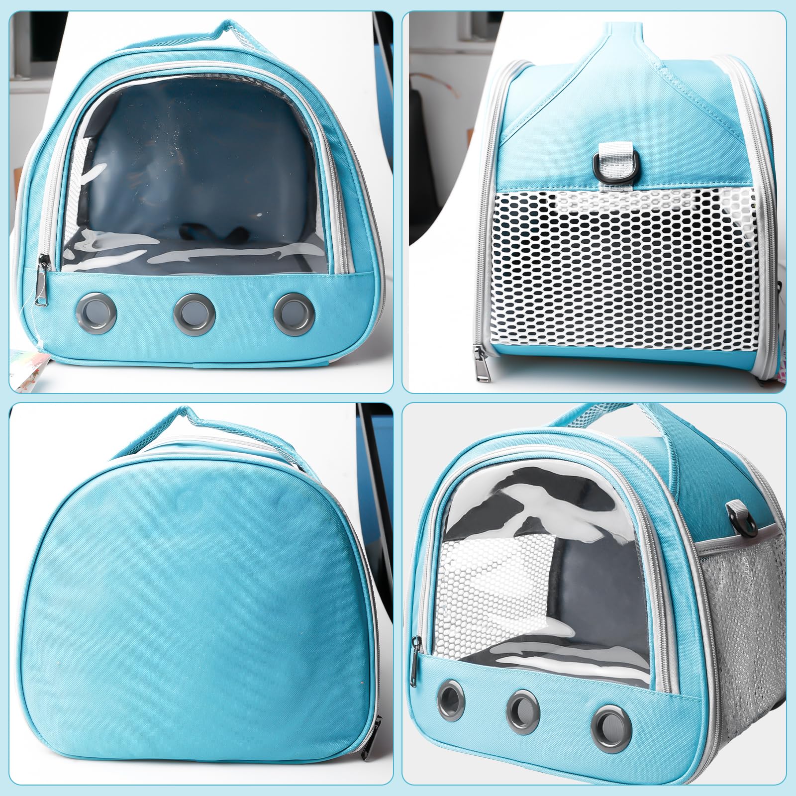 Caisse de Transport pour Lapin, 30x21x27cm - Sac de Transport pour Chat, Cochon d'Inde, Sac de Voyage Pliable pour Animaux avec Bretelle -Bleu