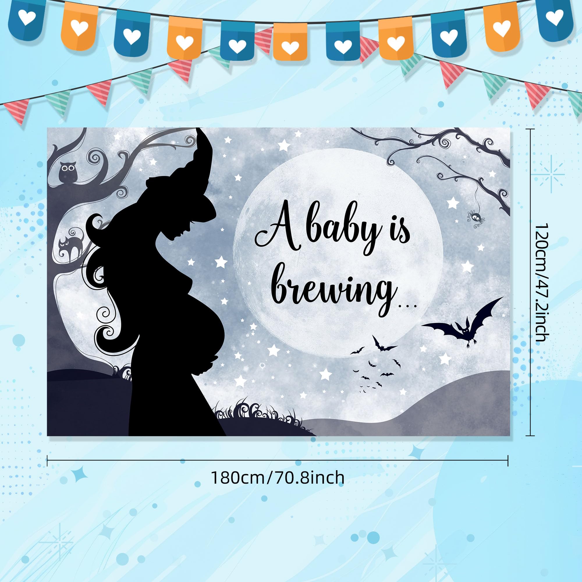 A Baby Is Brewing Halloween Baby Shower Banner – Wimpelkette Mit Geistern In Schwarz & Orange Für Junge/Mädchen