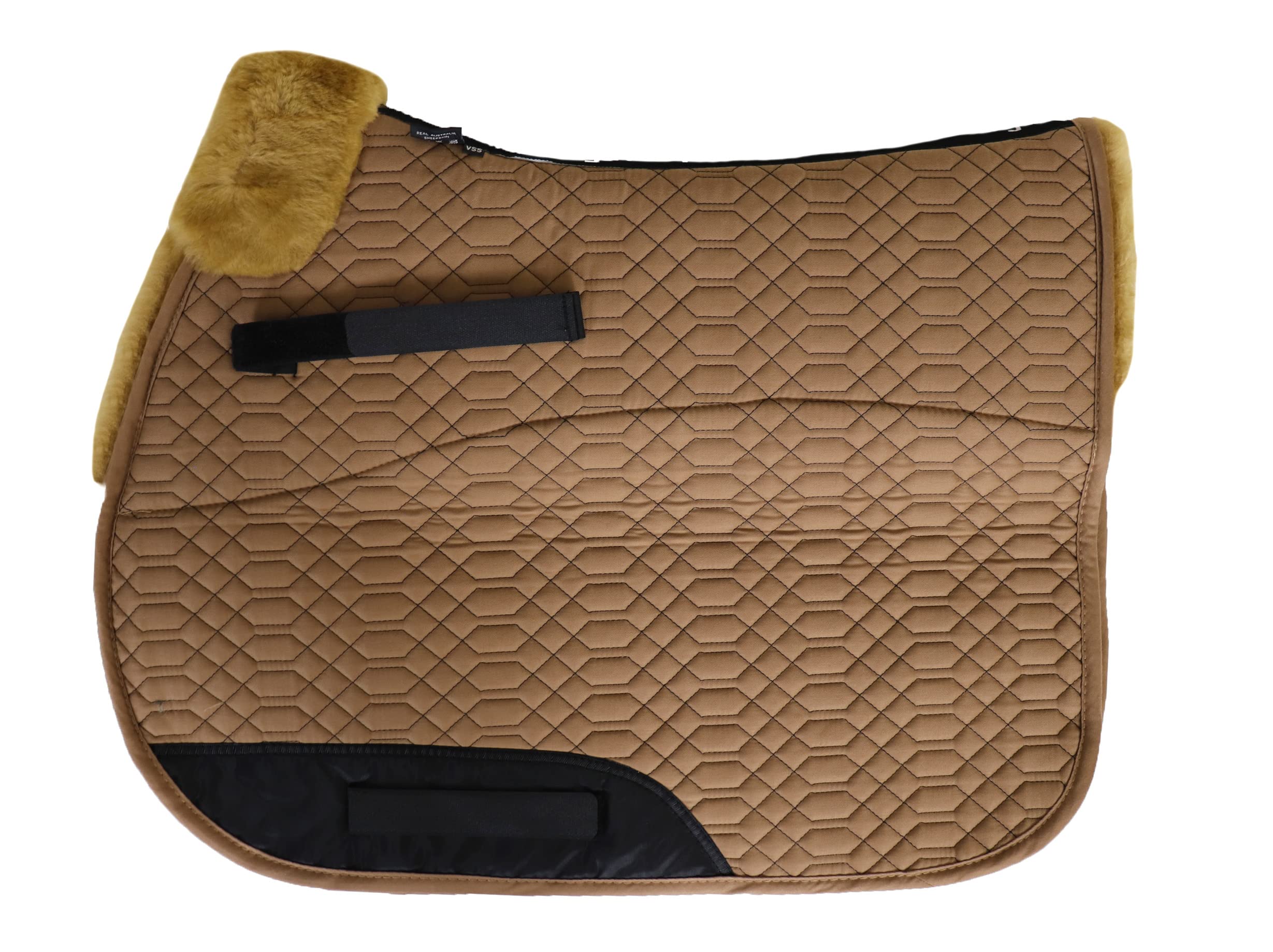 Engel Reitsport | SCHABRA1-D-WEI-WEI | Schabracke | Steppstoff | Lammfell im Sattelbereich | Half Lined | Fellkranz vorne | Dressur | Stoff weiß Fell weiß - 5