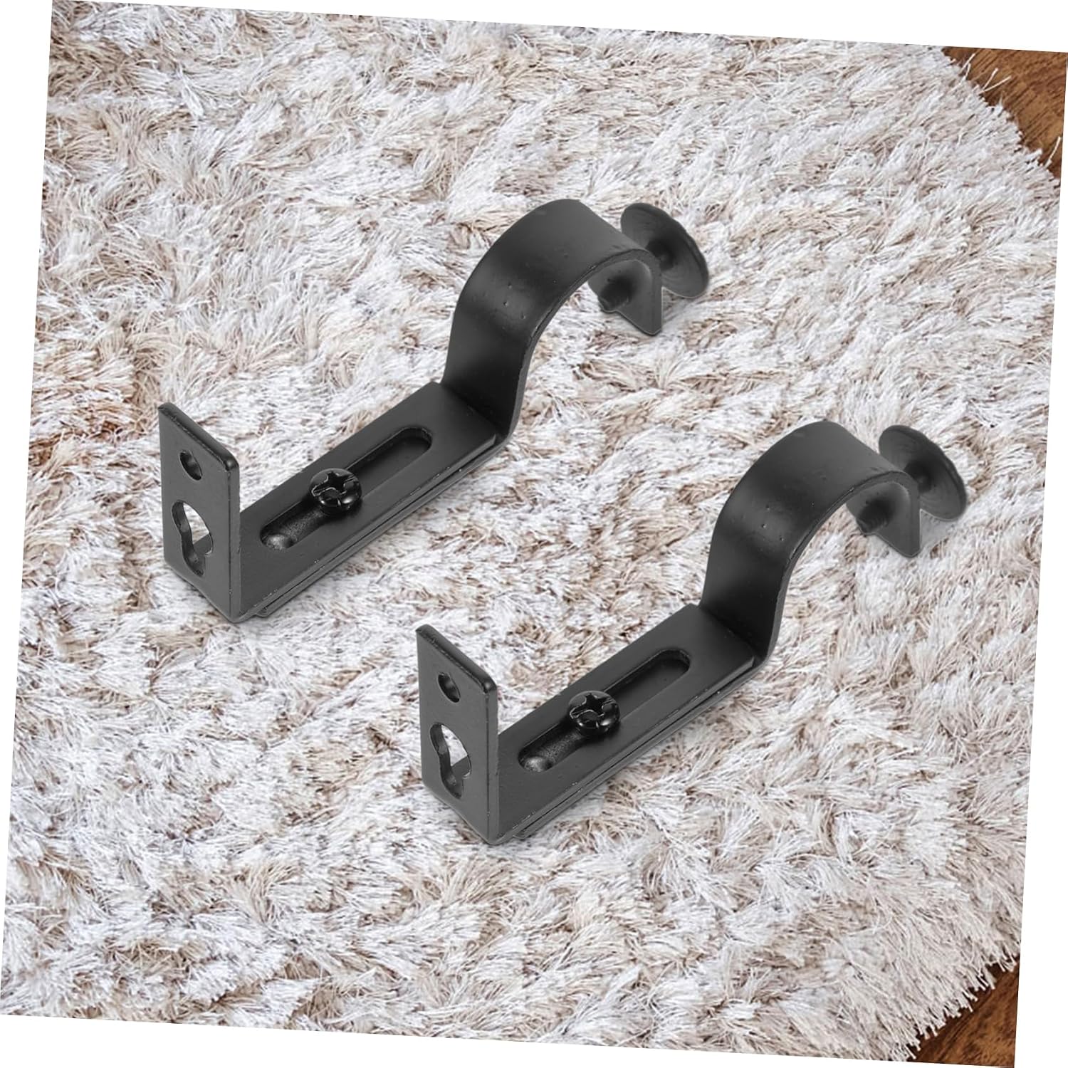DOITOOL 2pcs Heavy Duty Curtain Rod Brackets Side Mount Supports for Drapery Rods Easy Installation Screws for Bedroom Living Room and Office Use