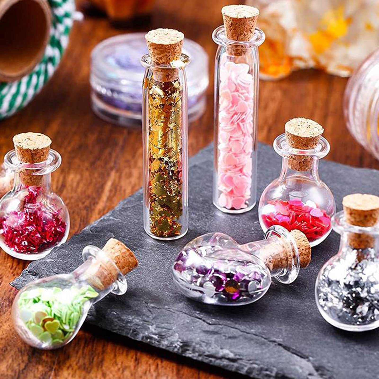 50 Pezzi Mini Bottiglia Dei Desideri In Vetro Con Chiusura In Sughero - Foto 3