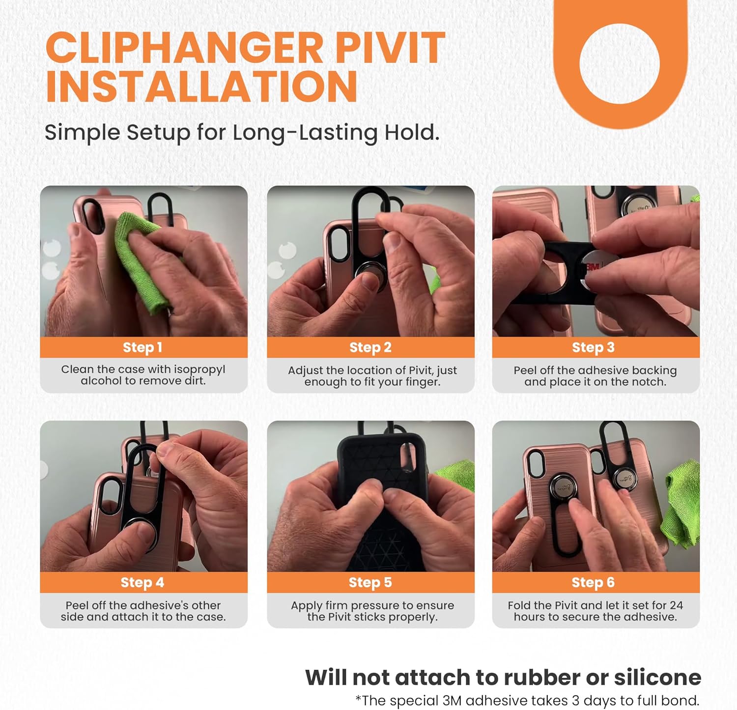 PIVIT with Gold Kickstand Holder & Grip for Hand - Finger Loop for Phone Case - Secure Phone Accessories for Texting and Selfies - White
