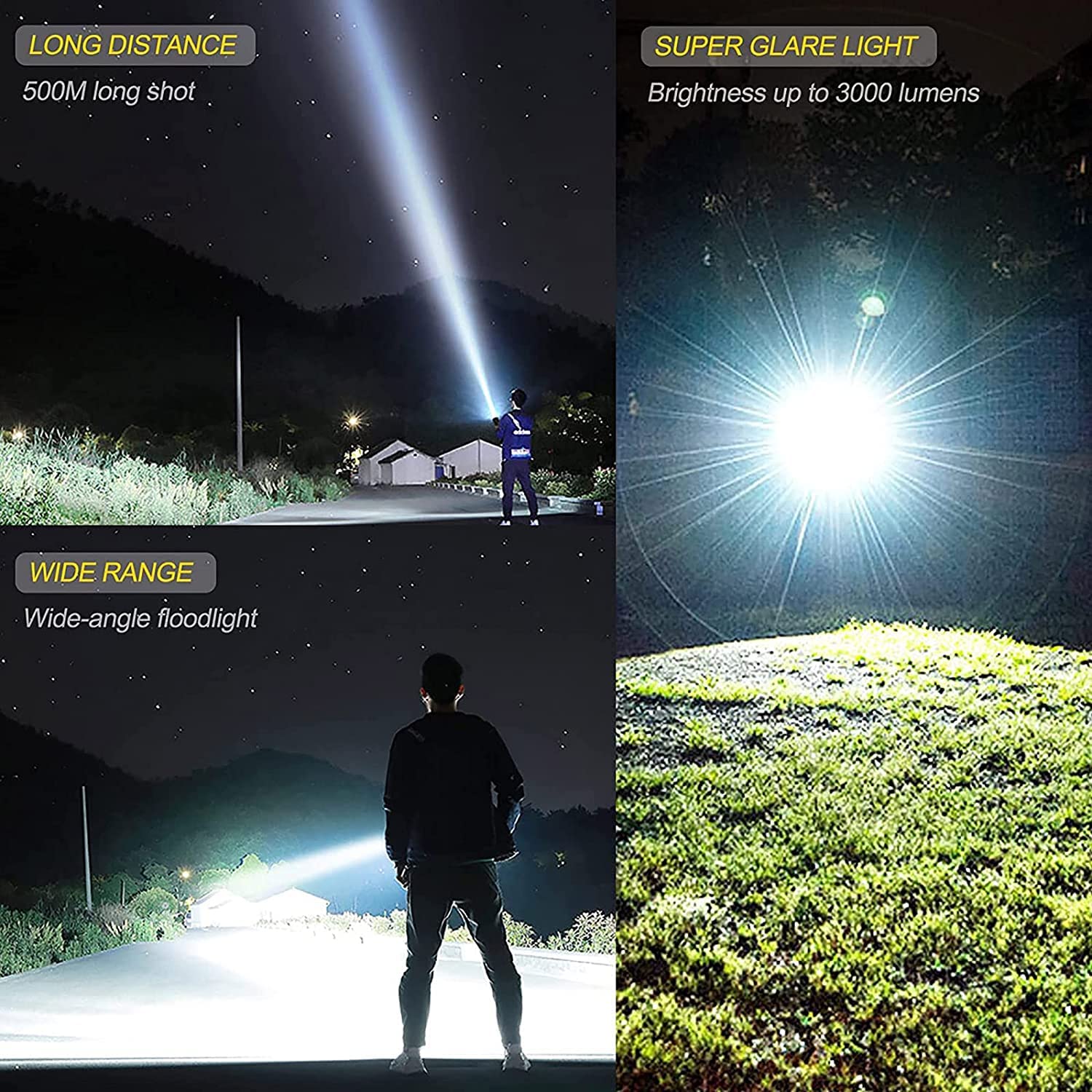 Torche LED * compacte alimentée par batterie, mini lampe de poche super lumineuse for une utilisation d'urgence en extérieur, lampes de poche tactiques avec lumens élevés, mini torche résistante à l'e