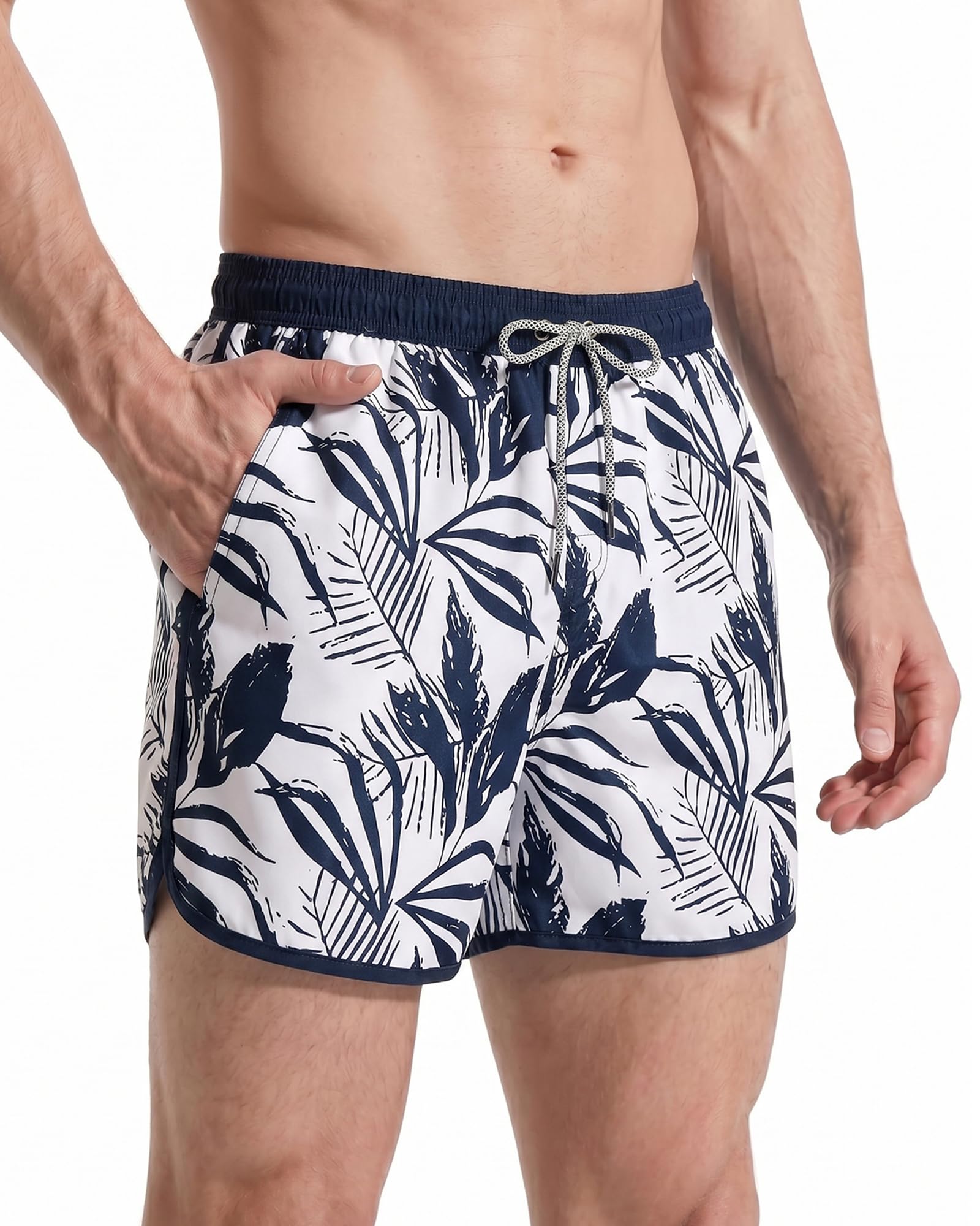 maamgic Herren Badeshorts Vintage Retro Boardshorts Schnelltrocknend Kurz Badehose Schwimmhose mit Mesh-Futter und Verstellbarem Tunnelzug