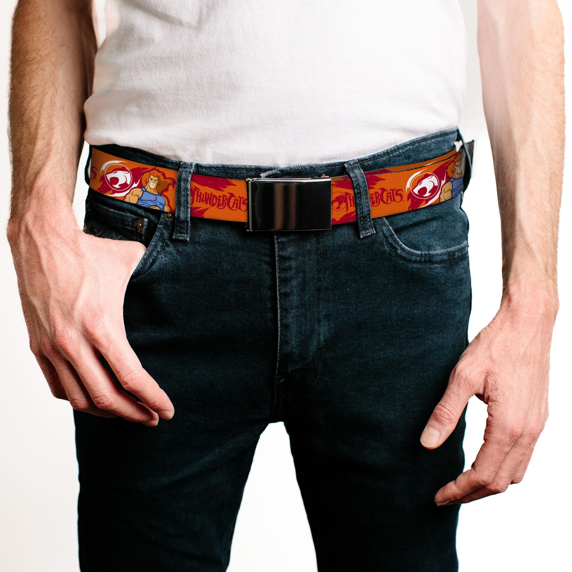 Buckle-Down ThunderCats Flip Web Belt Thundercats Lion O and Title Logo Orange Red White