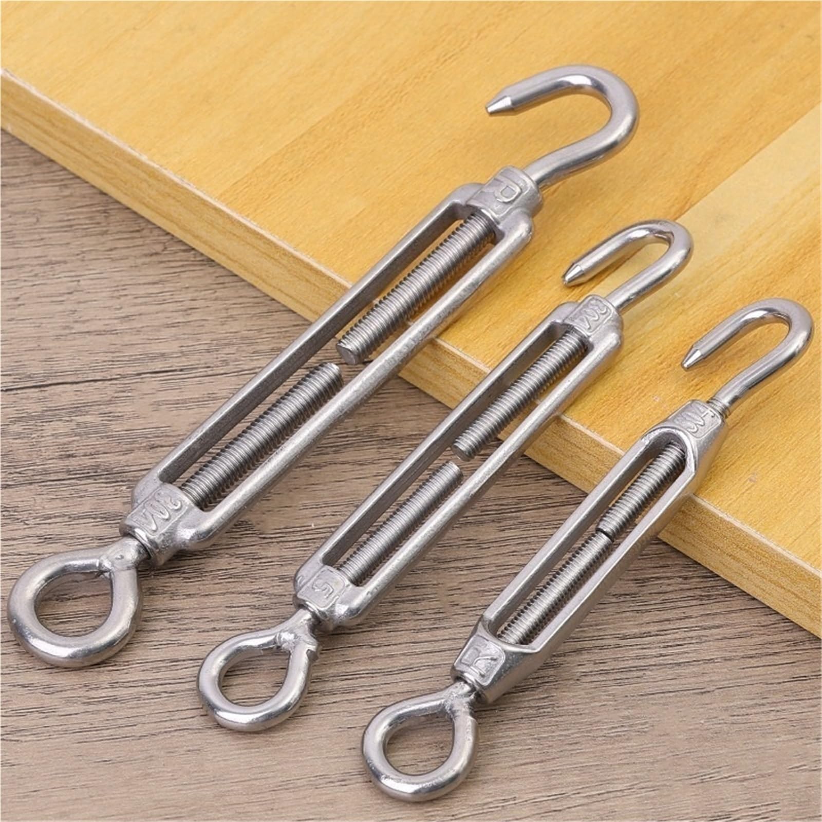 Tensor de gancho y ojo, tensor de cuerda de alambre, aparejo pulido, tensión de cuerda de alambre de acero inoxidable, tensor de alambre ajustable(M4,10PCS)