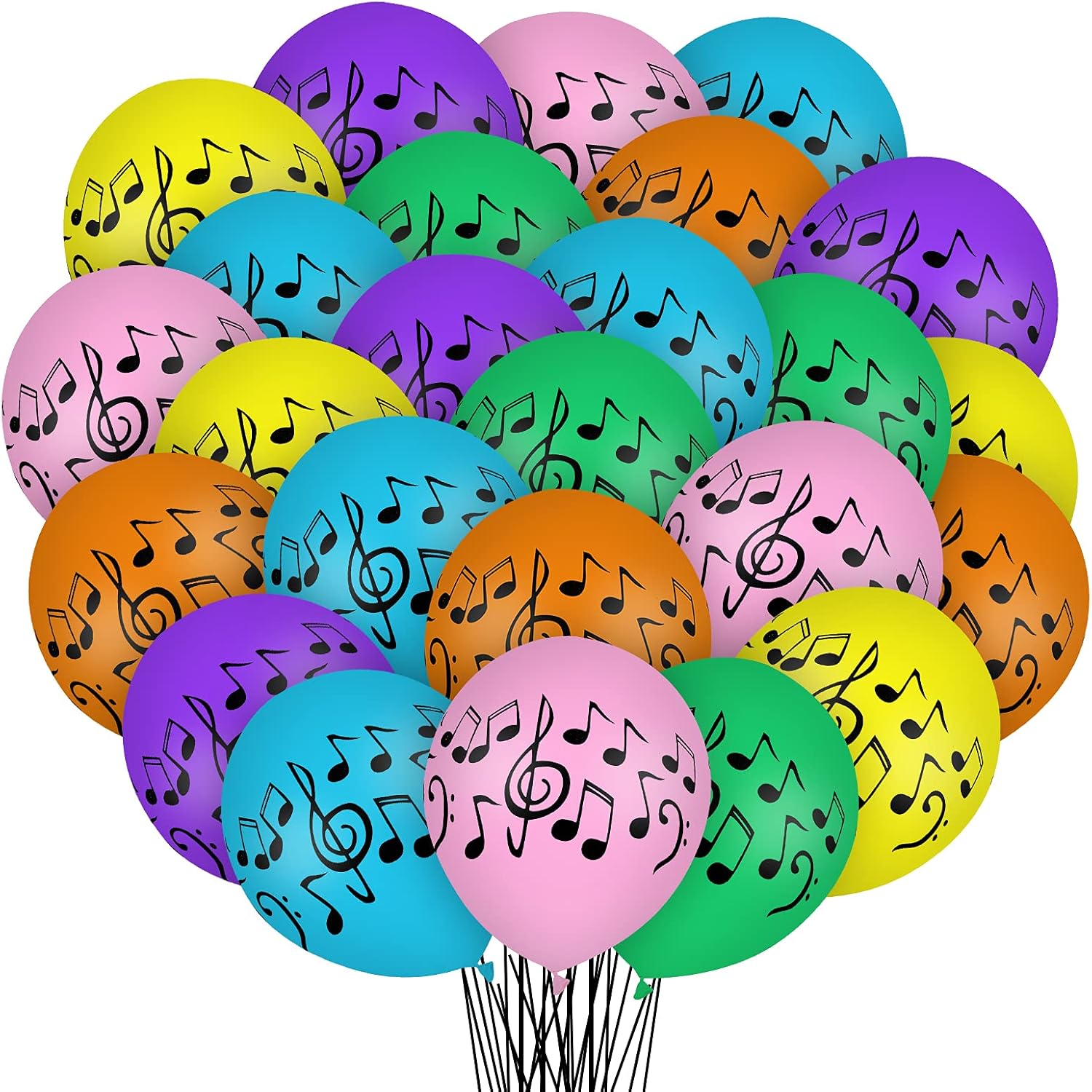 30 Pcs Music Notes Balloons Colorful Music Birthday Party Decoration Balloons 12 Inches Latex Balloon for Musical Theme Birthday Party Decor Supplies