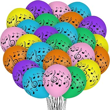 30 Pcs Music Notes Balloons Colorful Music Birthday Party Decoration Balloons 12 Inches Latex Balloon for Musical Theme Birthday Party Decor Supplies