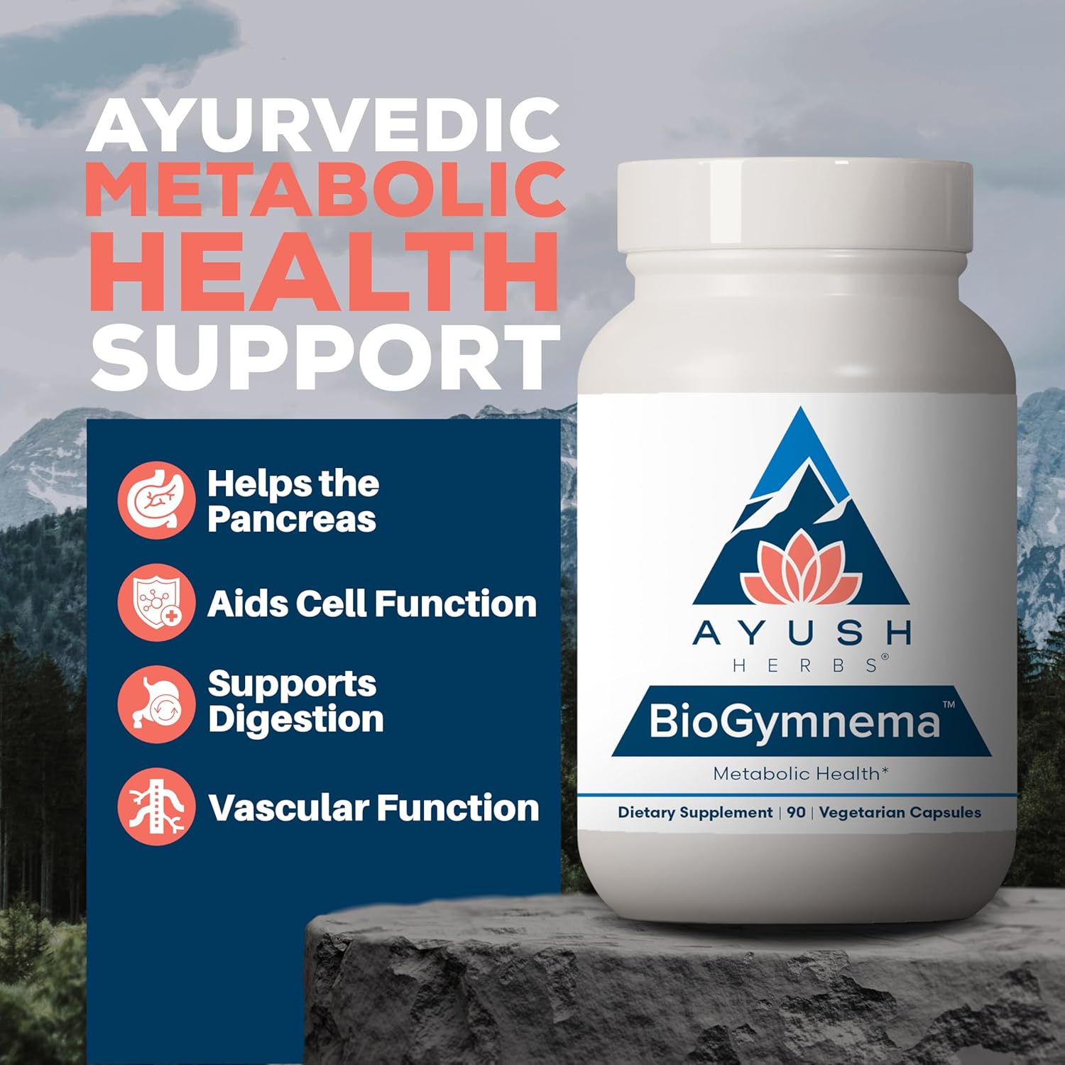 Ayush Herbs BioGymnema - Metabolic Vitamin & Herb Blend, Metabolic Health Supplement for Women & Men with Biotin, Berberine, Bitter Melon & Gymnema, Nutrient Support - 90 Servings