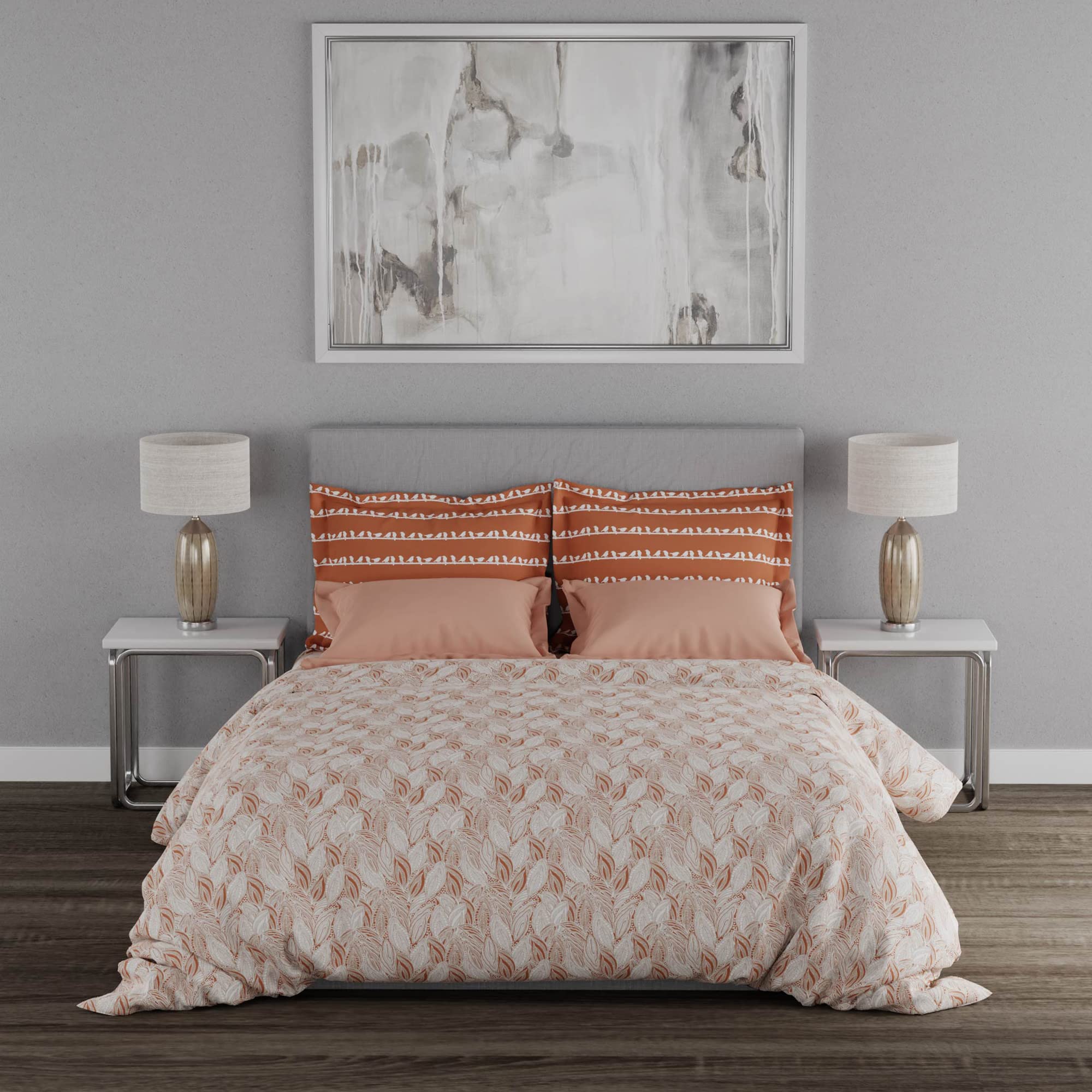 Trident Everyday 120 Thread Count Queen Bedsheet, 100% Cotton, Queen Size Bedsheet Set with 2 Pillow Covers, Superior Softness, Oeko-Tex Certified- Peek-a-Boo Orange (B0BG1SB2NZ) Amazon Price History, Amazon Price Tracker