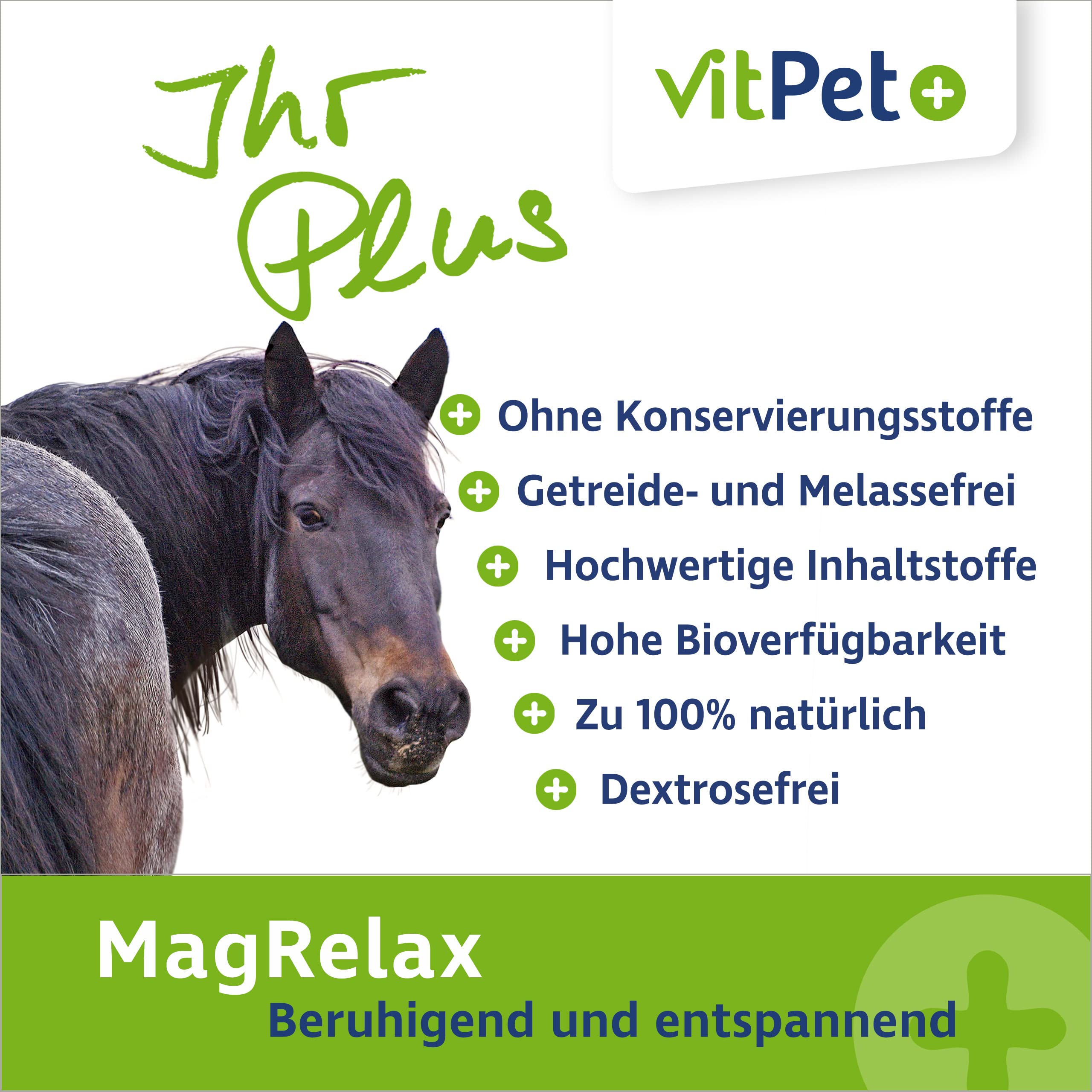 MagRelax für Pferde – Magnesium Pferd mit Tryptophan und Vitamin B-Komplex – 2 kg inklusive Dosierlöffel