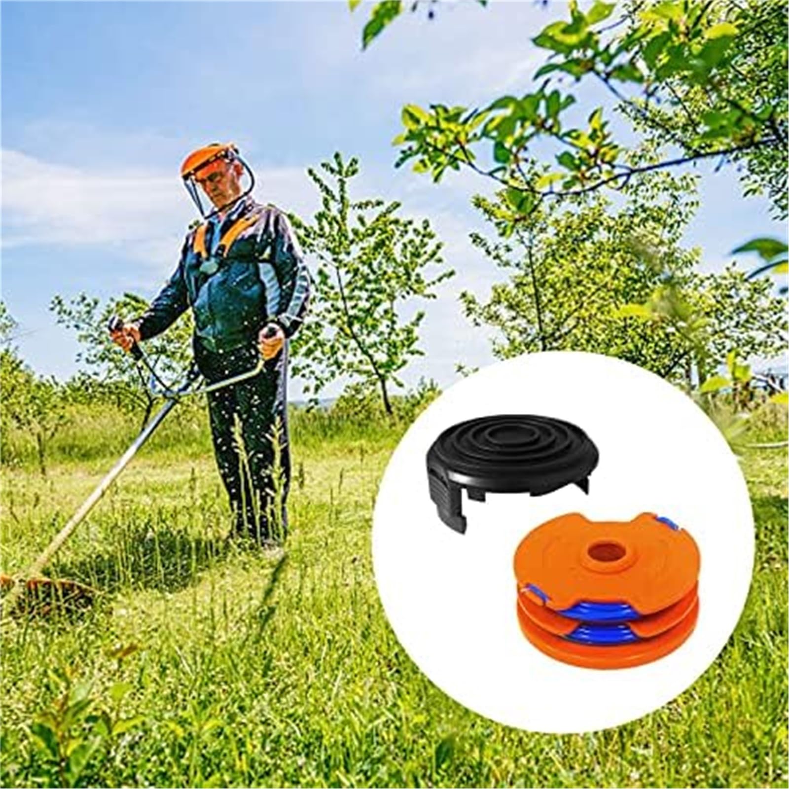 Automatyczna szpula kosiarki Linia szpuli podkaszarki żyłkowej Wx100, dla Qualcast Gt25 GGT350A1 Gt30 GGT450A1 Zamiennik Worx WG100E WG104E1 1,65 Mm X 8.(BLACK 8 Spool 2 Cap)