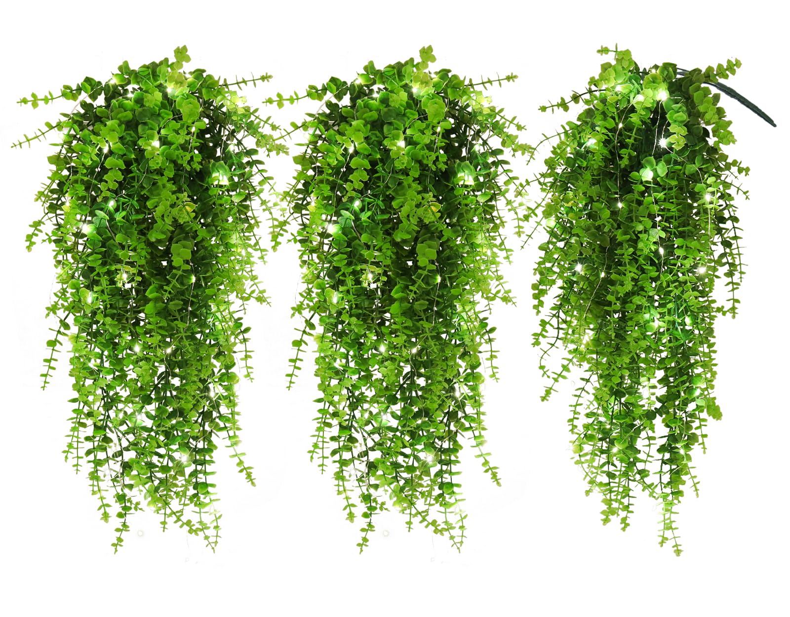 RECUTMS Hanging Plants Outdoor UV Resistant Faux Draping Green Plants 3Pack