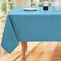 Vista 13 de Smiry Mantel cuadrado con textura de lino, mantel de arpillera impermeable a prueba de derrames, antiarrugas, mantel de tela decorativa lavable