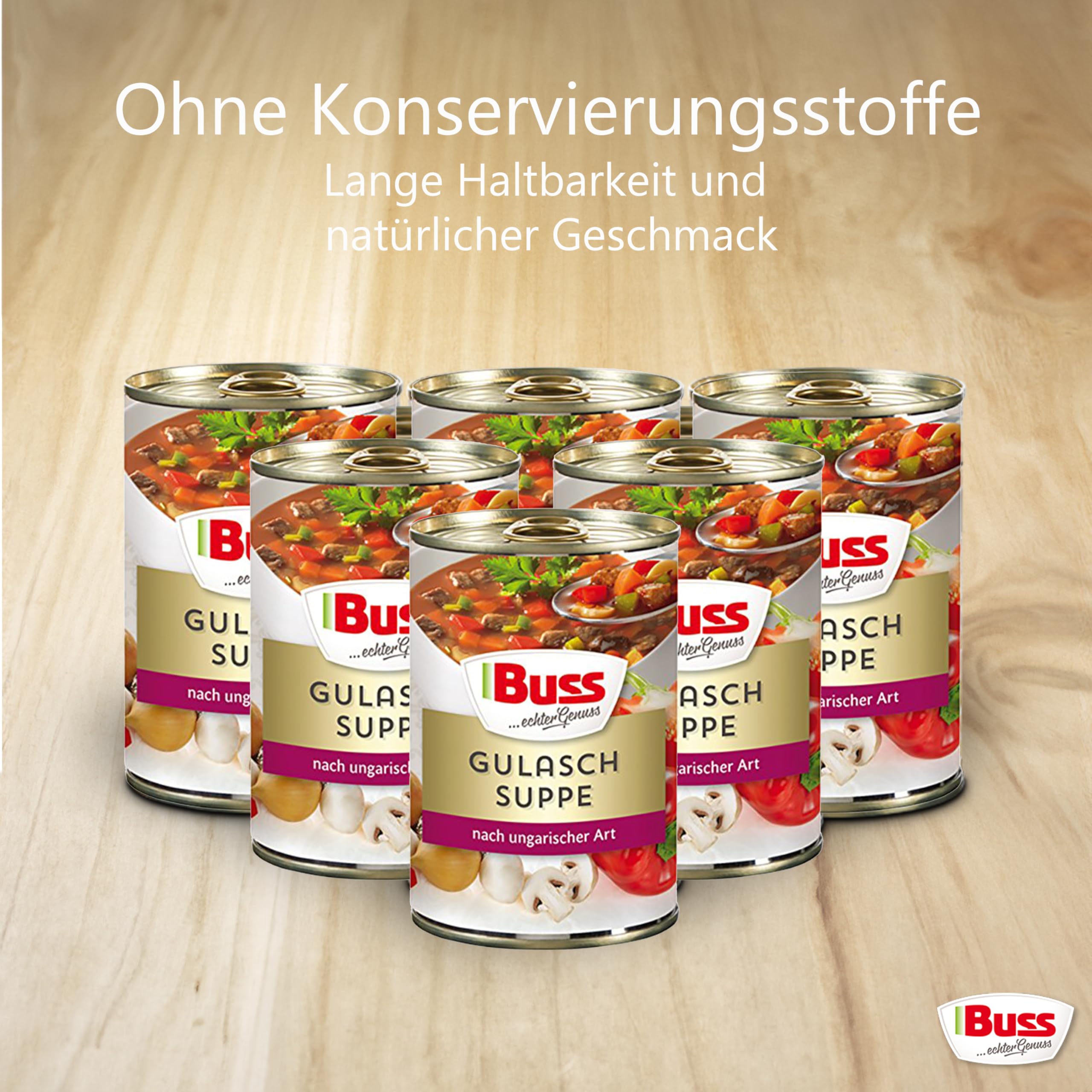 Buss Klassische Suppen - Herzhafte Gulaschsuppe mit Rindergulasch, 12x400g