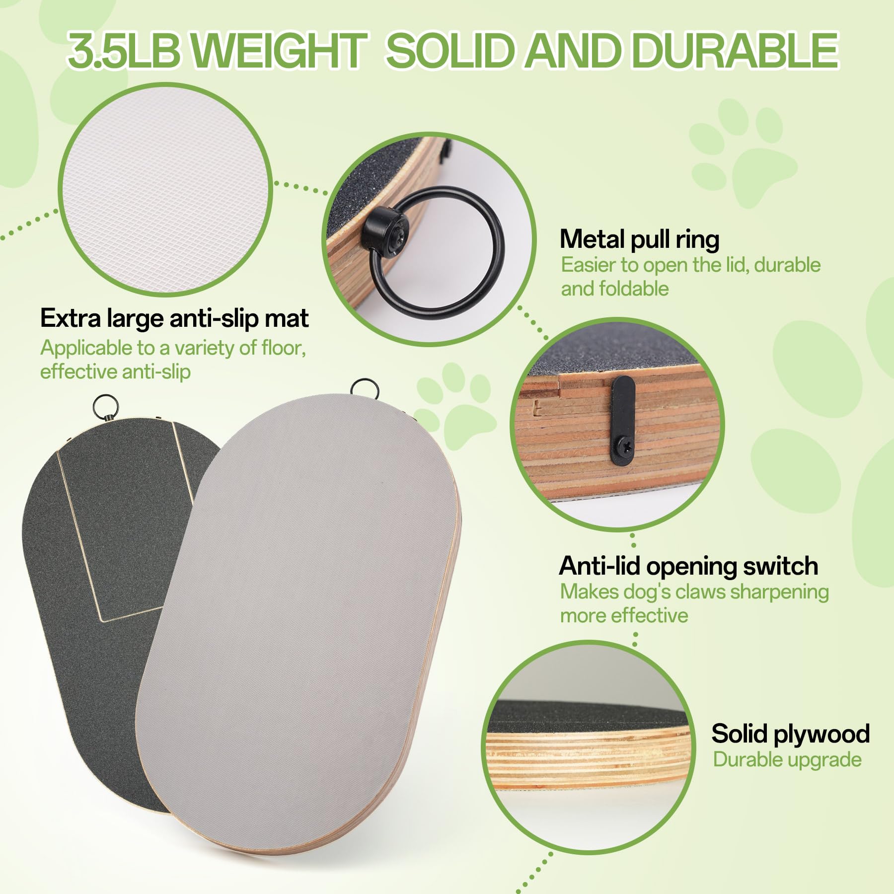 DOOKRON Oval Dog Scratch Pad for Nails Solid Nail Scratch Board with Treat for Dogs Durable Dog Nail File Toy - Image 4