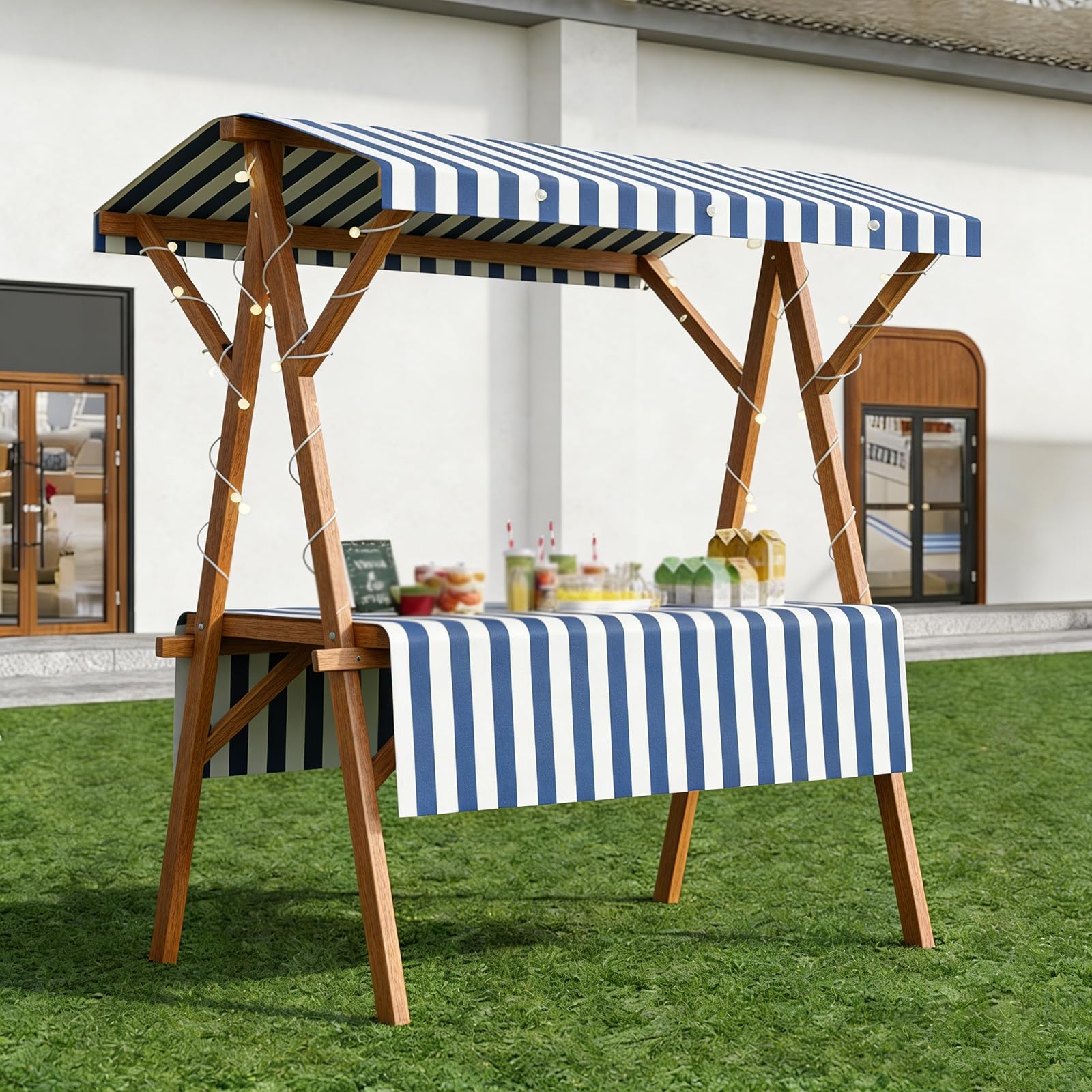 Carrello mobile pieghevole con tettoia, per mercatini agricoli, fiere, eventi di street food, feste, compleanni, uso commerciale
