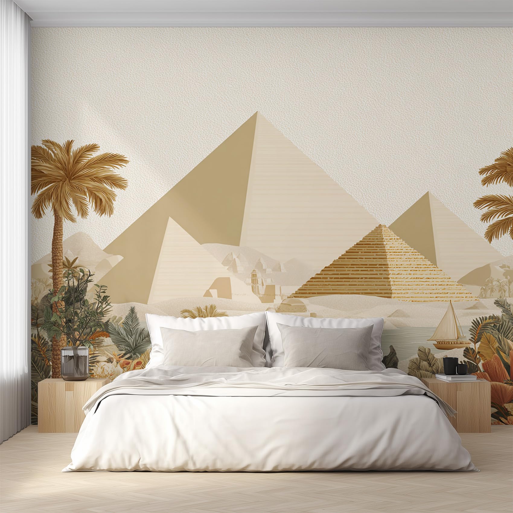 Générique Papier Peint Pyramide Papier Peint Panoramique égypte Paysage égyptien Ancien Papiers Peints Intissé Fresque Murale, Decoration Chambre Salon, 310 x 250 cm 3I&XA
