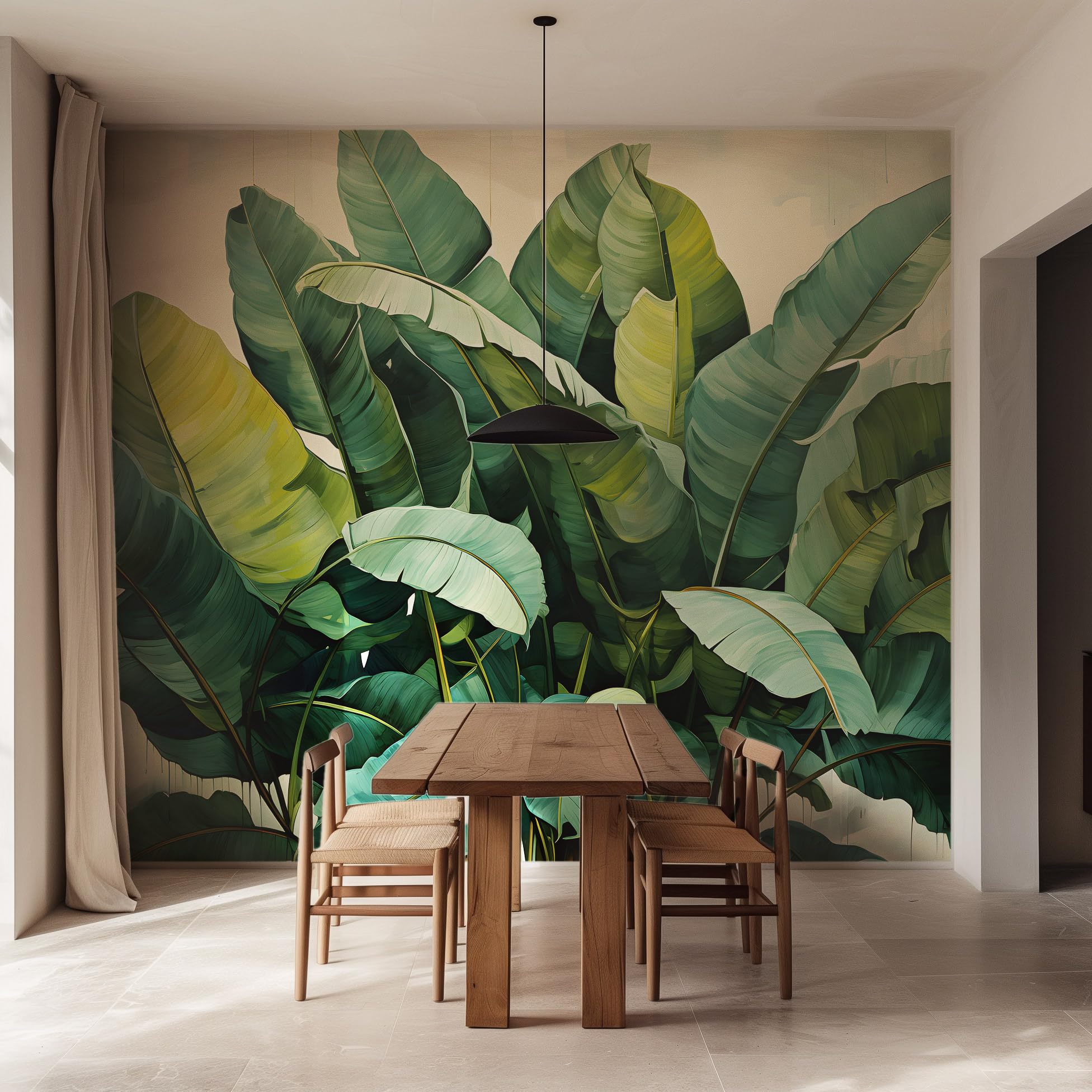 Lush Tropical Banana Leaves Wall Mural Wallpaper | Peel and Stick | Elegant Nature Scene for Living Room, Bedroom, Kitchen, Nursery - 152''W x 112''H Peel and Stick