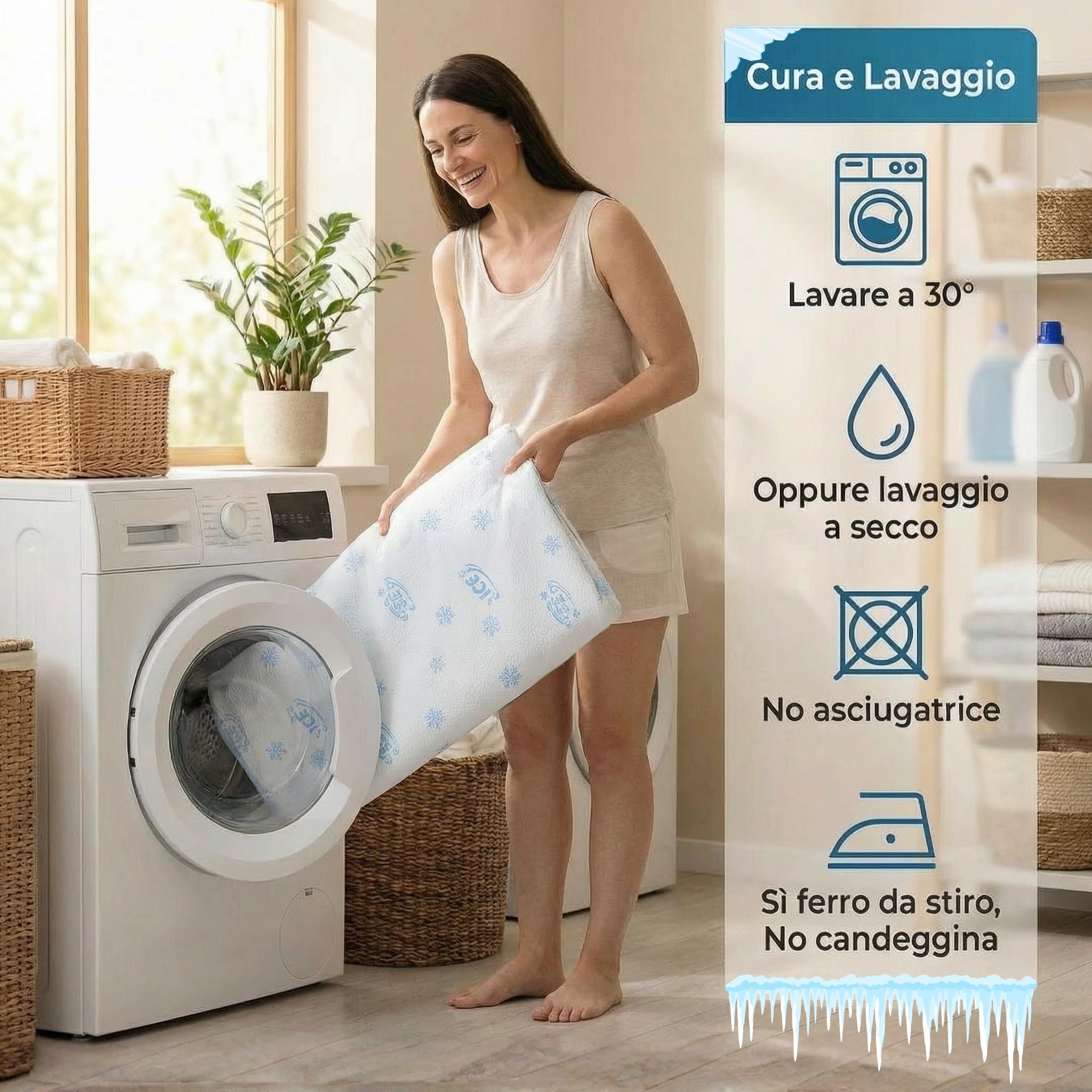 Marivor Coprimaterasso Matrimoniale Rinfrescante ICE + 2 Federe Rifrescanti– Viscosa Premium Traspirante e Morbida – Proteggi Materasso Angoli Elasticizzati, Lavabile (160x190)