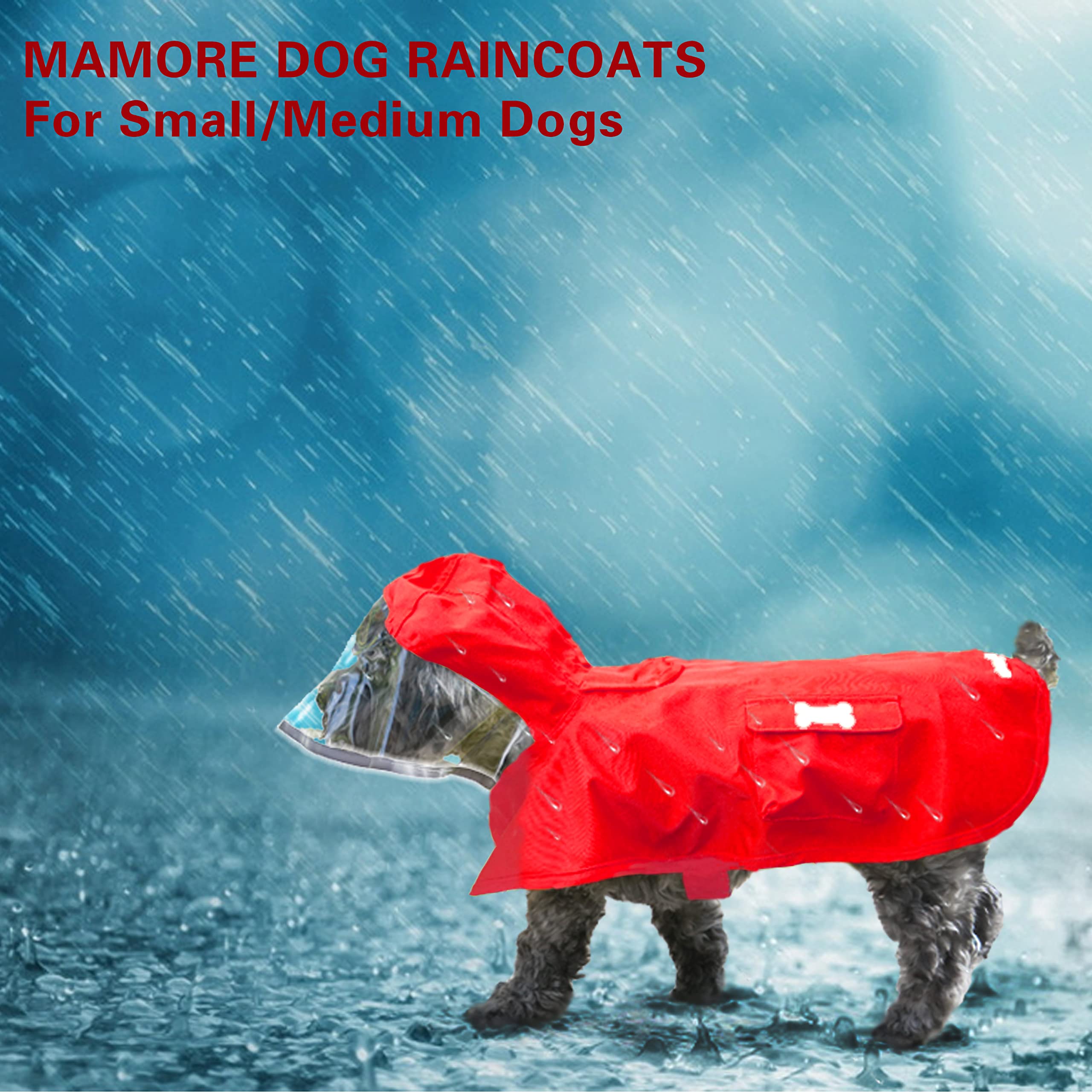 Impermeable para Perro, Poncho de Lluvia Impermeable con Capucha, Chaqueta de Lluvia Ajustable para Mascotas con Agujero para Correa para Perros pequeños, medianos y Grandes (Rojo, Grande)