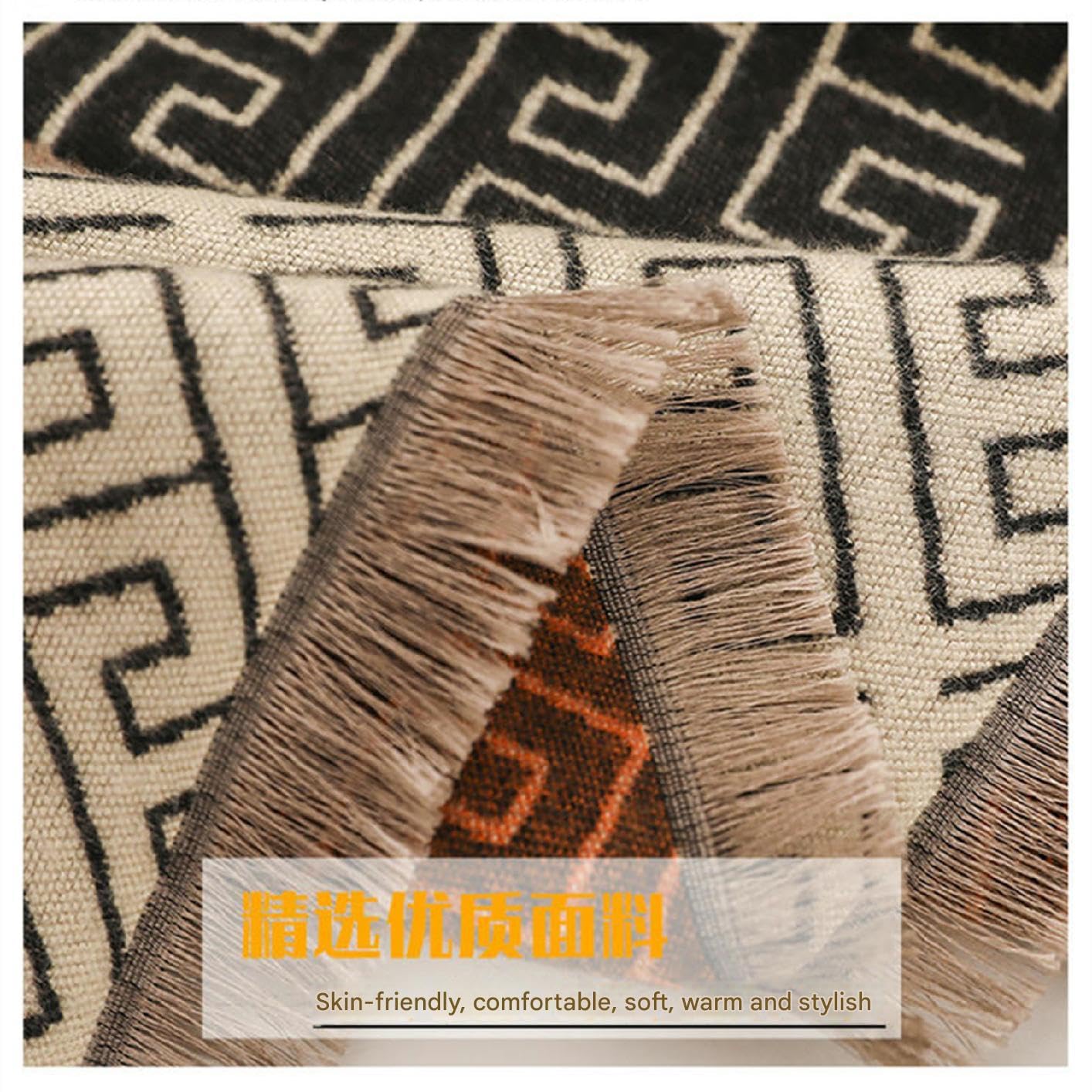 Sciarpa Donna Sciarpa Femminile Imitazione Cashmere Neck Scarf Autumn E Inverno A Forma di Sciallo Lungo A Forma di Scialpa A Doppia Faccia-Arancia Nera