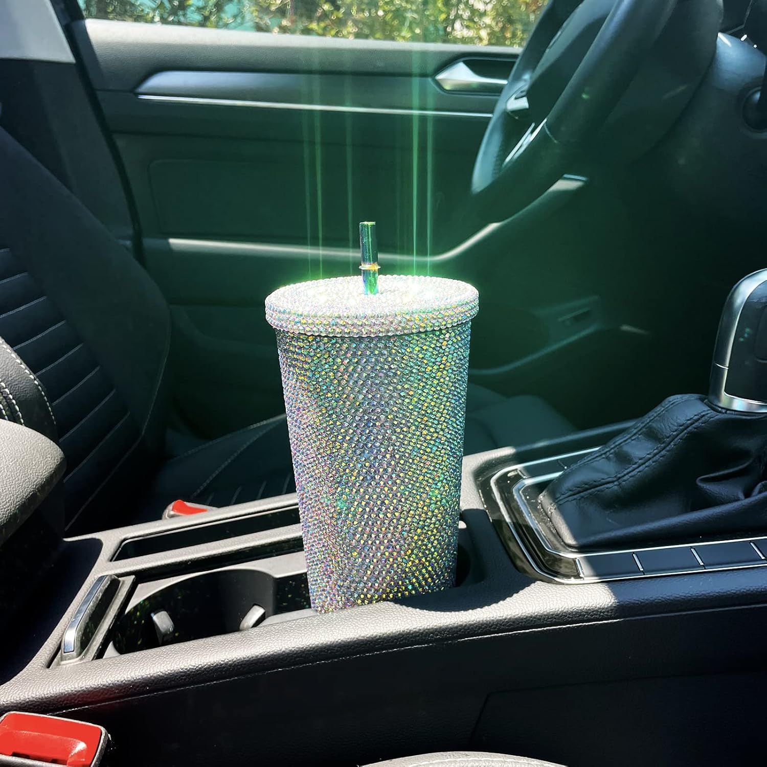 26oz Bling Cup Diamond Studded Tumbler Glitter Water Bottle with Lid and Straws Stainless Steel Vacuum Insulated Coffee Ice Cup Gift for Women (Aurora White) - Image 6