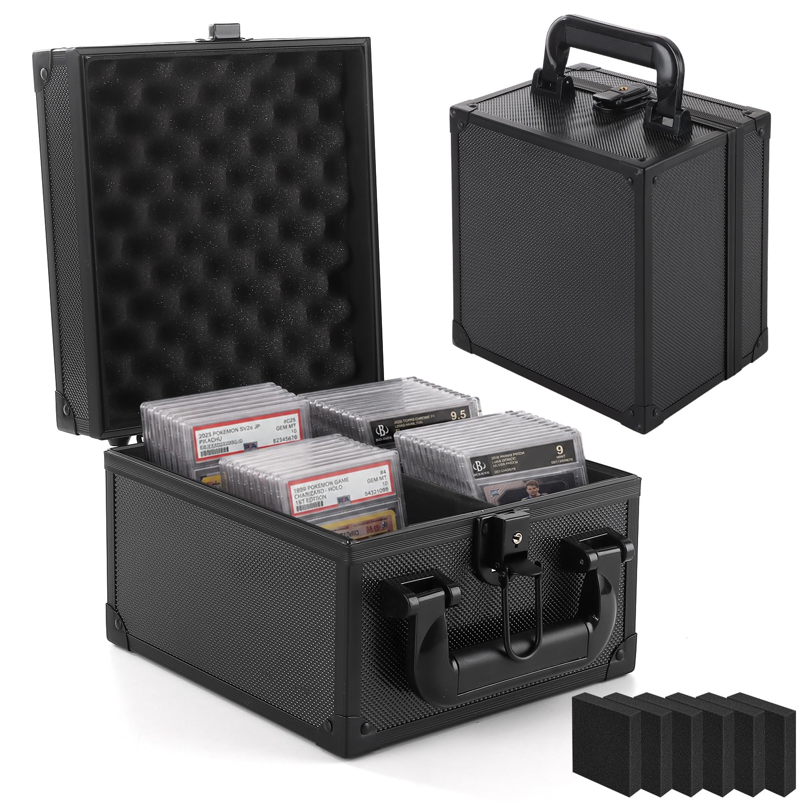 Swylexn Graded Card Storage Box, Slab Case 2 Compartments, Toploader Storage Box Compatible with 40 Cards Slabs, Graded Card Case, Trading Card Case, Top Loader Storage Box, Trading Card Storage Box