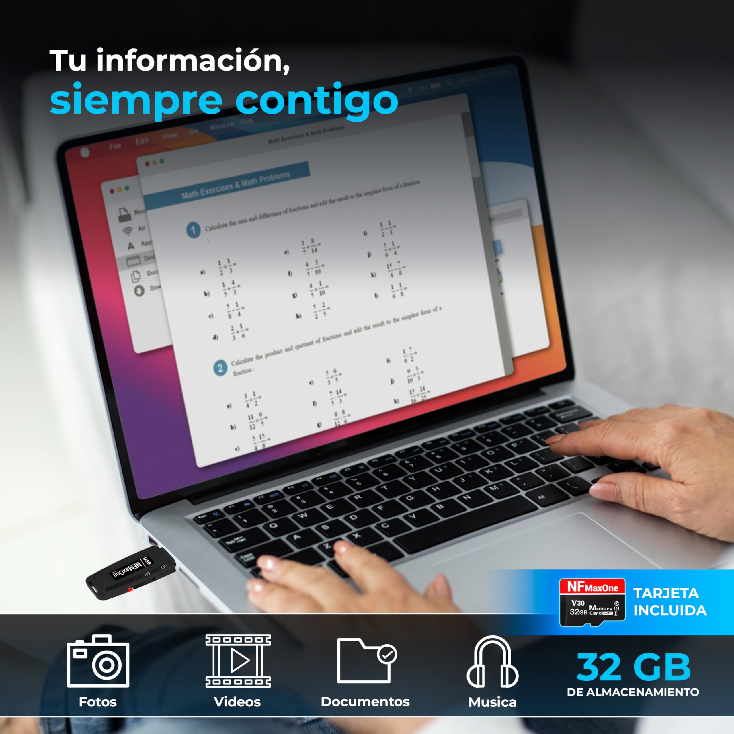 Grabadora de Voz Espia Digital con MicroSD de 32 GB incluida | Mini Grabadora de Audio Ideal para Reuniones, Entrevistas, Clases | Grabadora USB Espia Portatil con hasta 500 Horas Grabación ST