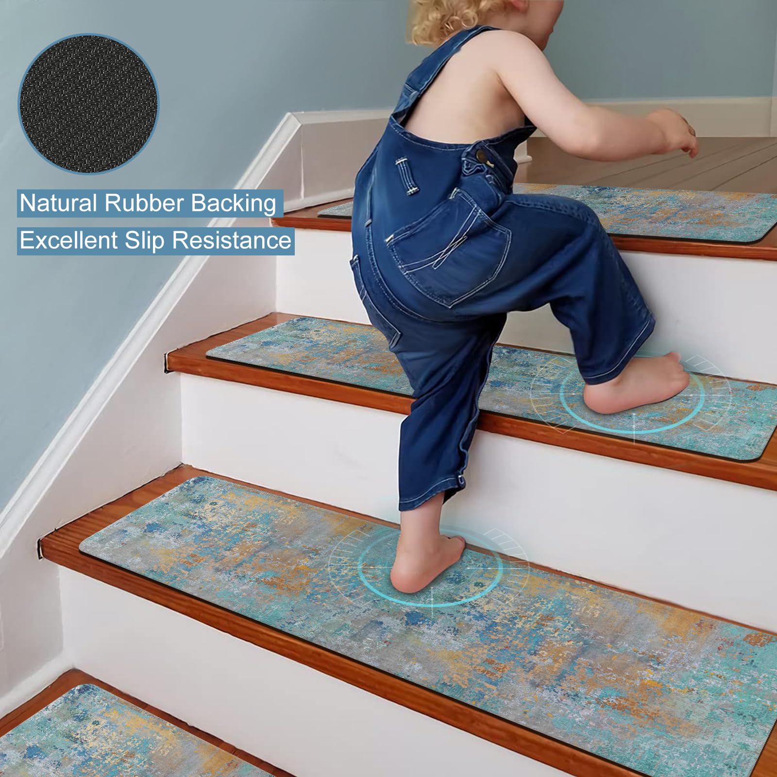 OJIA Boho Stair Treads Non-Slip Stair Runners for Wooden Steps Indoor 15PCS 30x8 OJIA Boho Stair Treads Non-Slip Stair Runners for Wooden Steps Indoor 15PCS 30x8