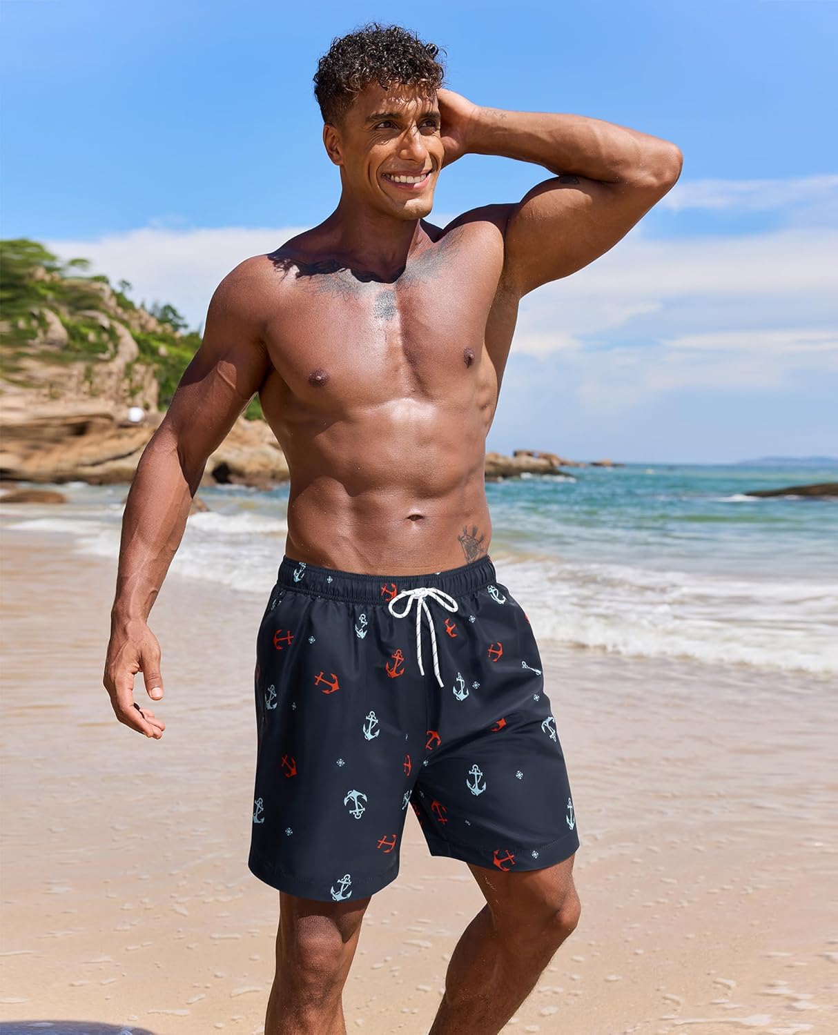 5inch Mens Swim Trunks: with Mesh Liner Pockets Drawstring Quick Dry Stretch Lined Funny Beach Swimming Pool Surf - Image 2