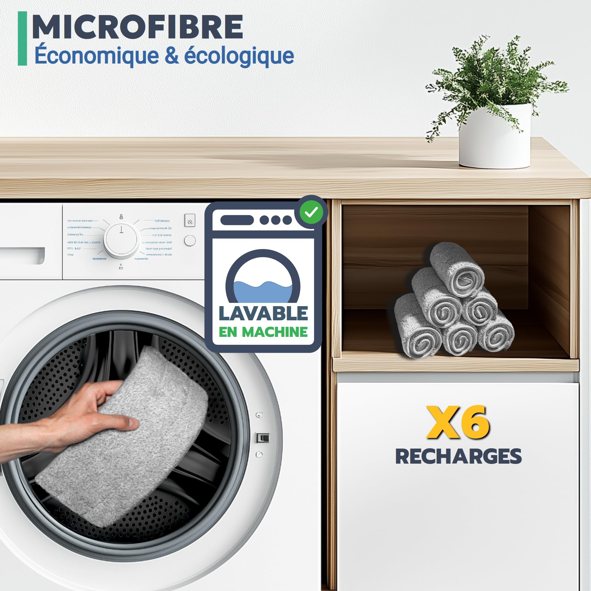 kit Seau et serpillière, Pure Water System, Separation Eau Propre/Sale, Ultra hygiénique, Nettoyage Facile, Compact, Balai Plat, serpillère Microfibre, autonettoyant, Seau essoreur