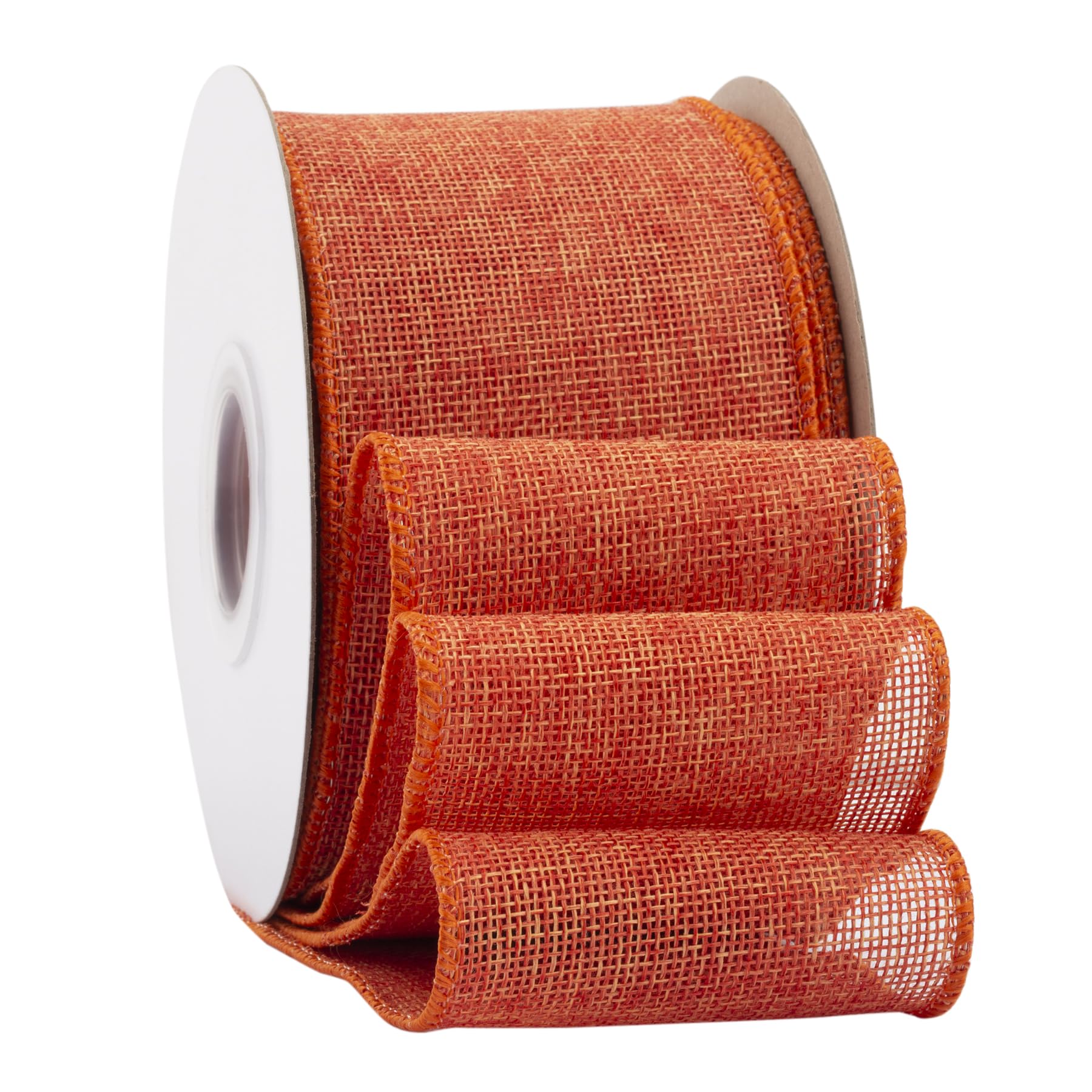 Ribbonitlux Honey Peach Burlap Wired Ribbon, 75mm x 18 Meters, Wired Edge Burlap Ribbon for Gift Wrapping Big Bow, Wreath