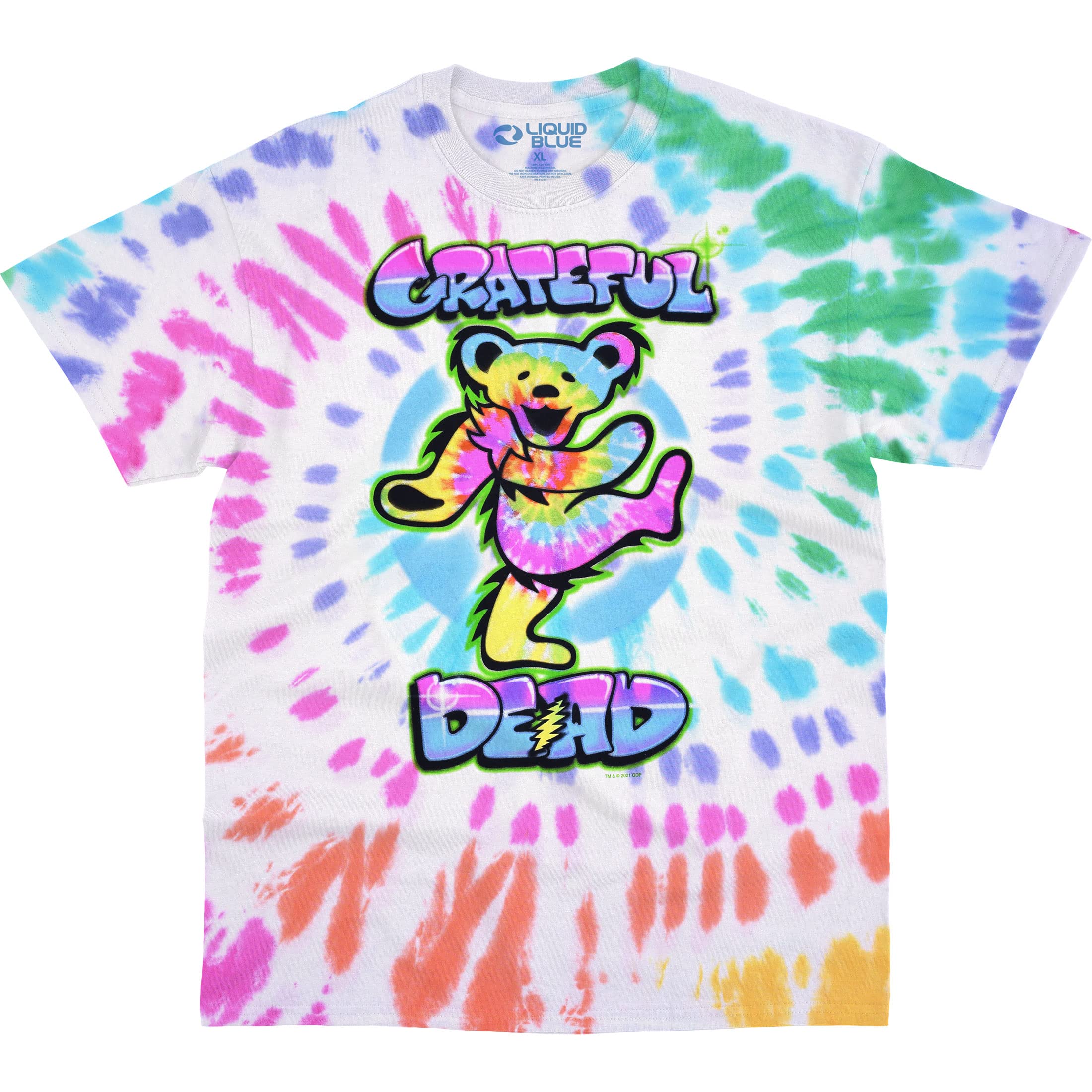 Liquid Blue Mens Grateful Dead Carnival Bear Airbrush Dancing Bear T-Shirt