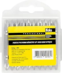 Eda Pontas Duplas Phillips PH2 65 mm Cromo Vanádio Jogo com 10 Peças