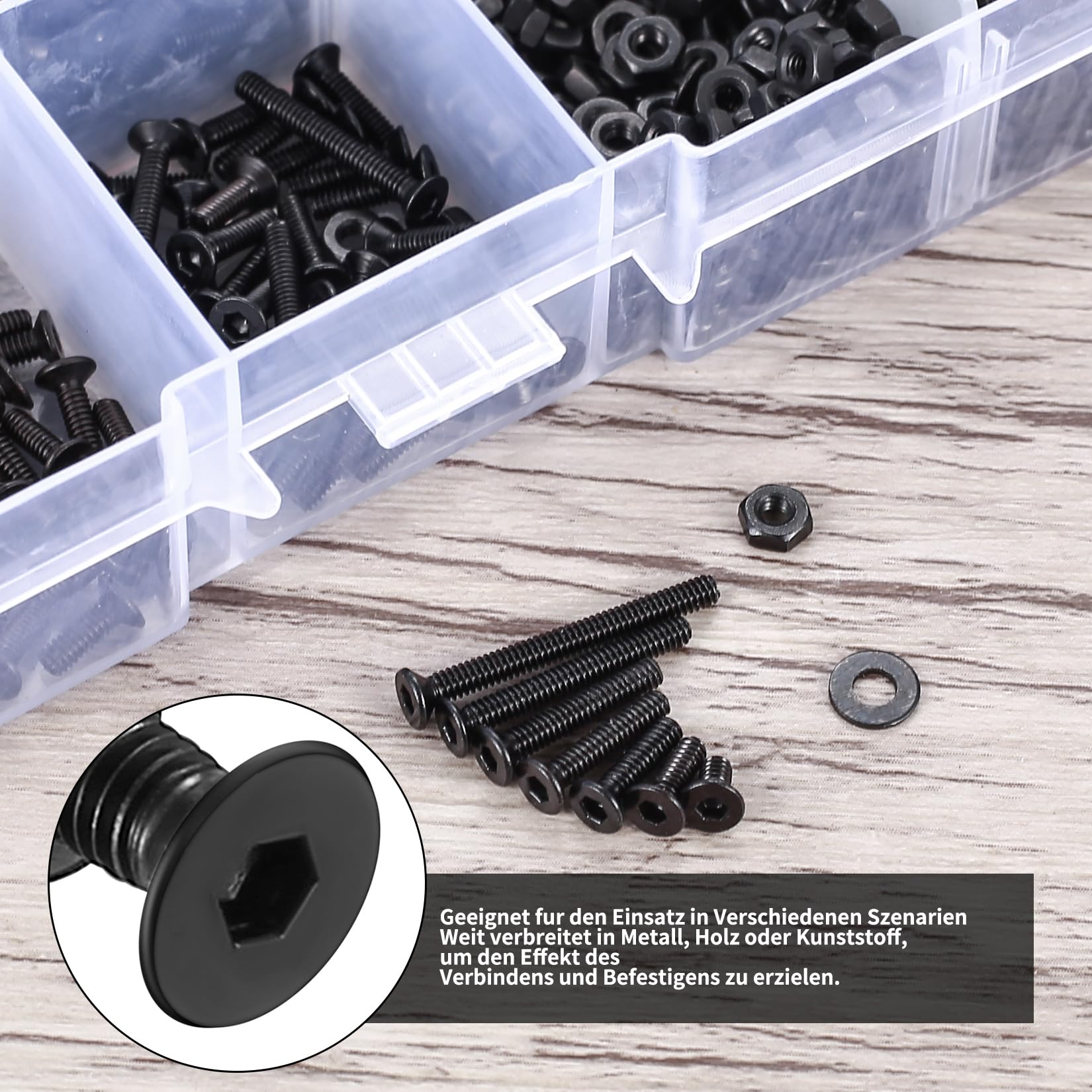 960 Pcs M2 Countersunk Bolts and Nuts Set, Small Countersunk Flat Head Machine Screws - Image 4