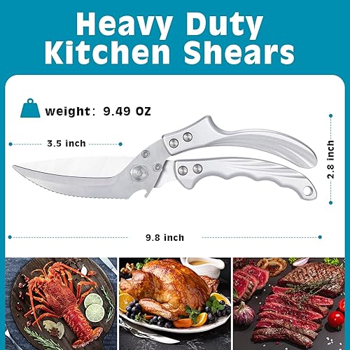 Miniatura 4 de Tijeras de cocina resistentes – Tijeras de cocina multiusos de acero inoxidable para Acción de Gracias, pollo, hueso, carne, pavo, pescado, tijeras