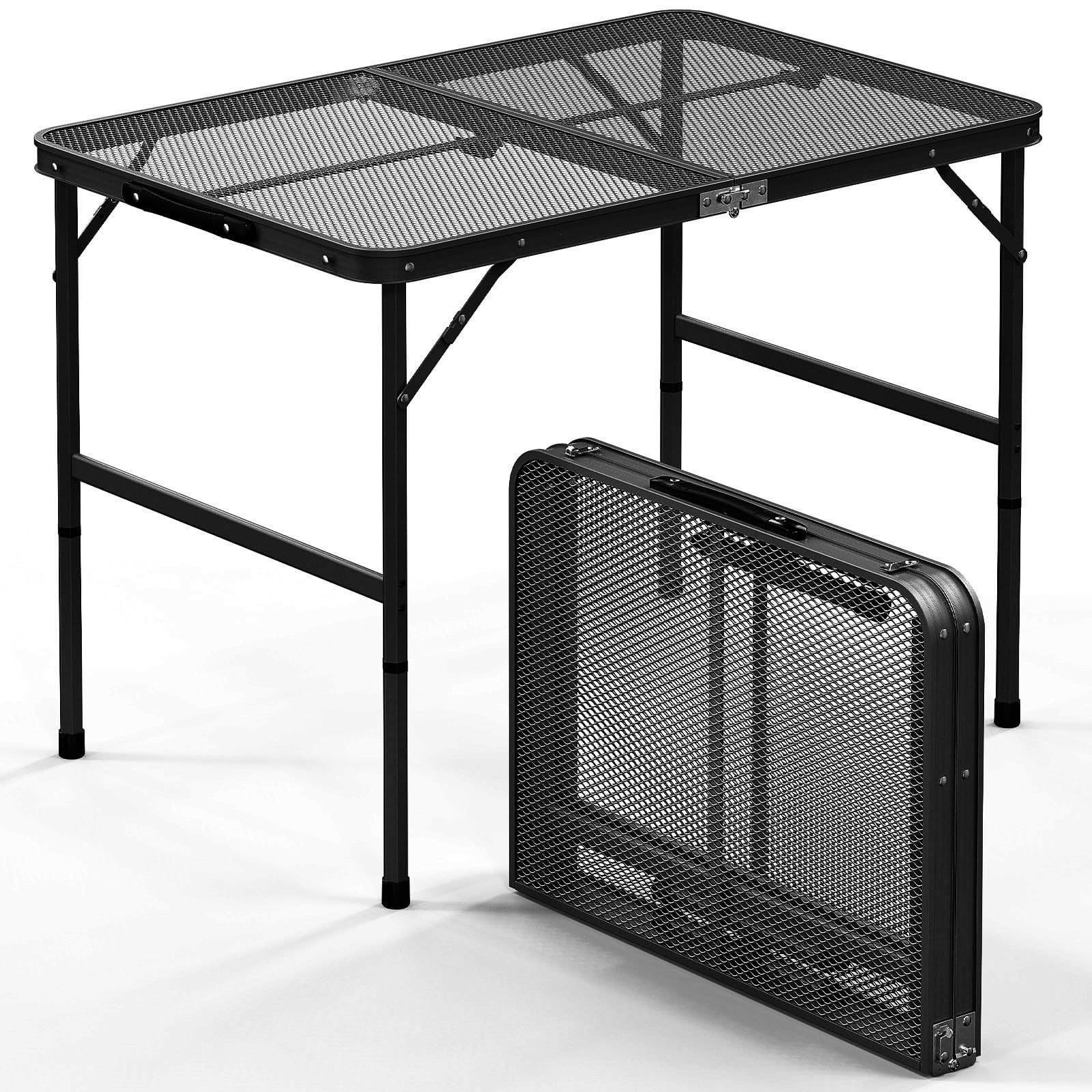 Table de Camping Pliante pour Barbecue, 90x60cm Table de Barbecue Réglable en Hauteur,Table de Pique - Nique pour Intérieur, Extérieur, Plage
