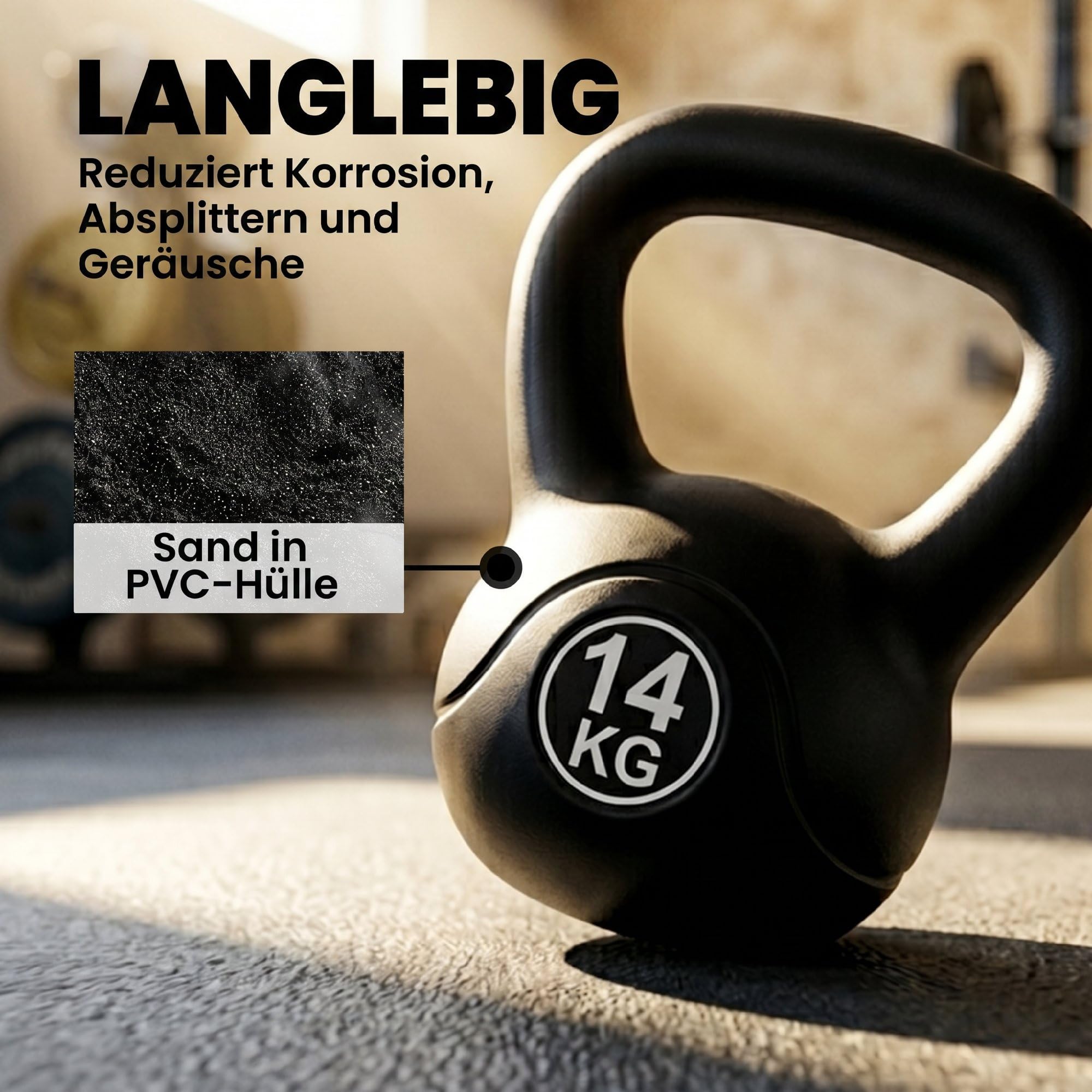 HOMCOM Kettlebell hantle 14 kg dla początkujących | Wypełniony piaskiem, trening siłowy