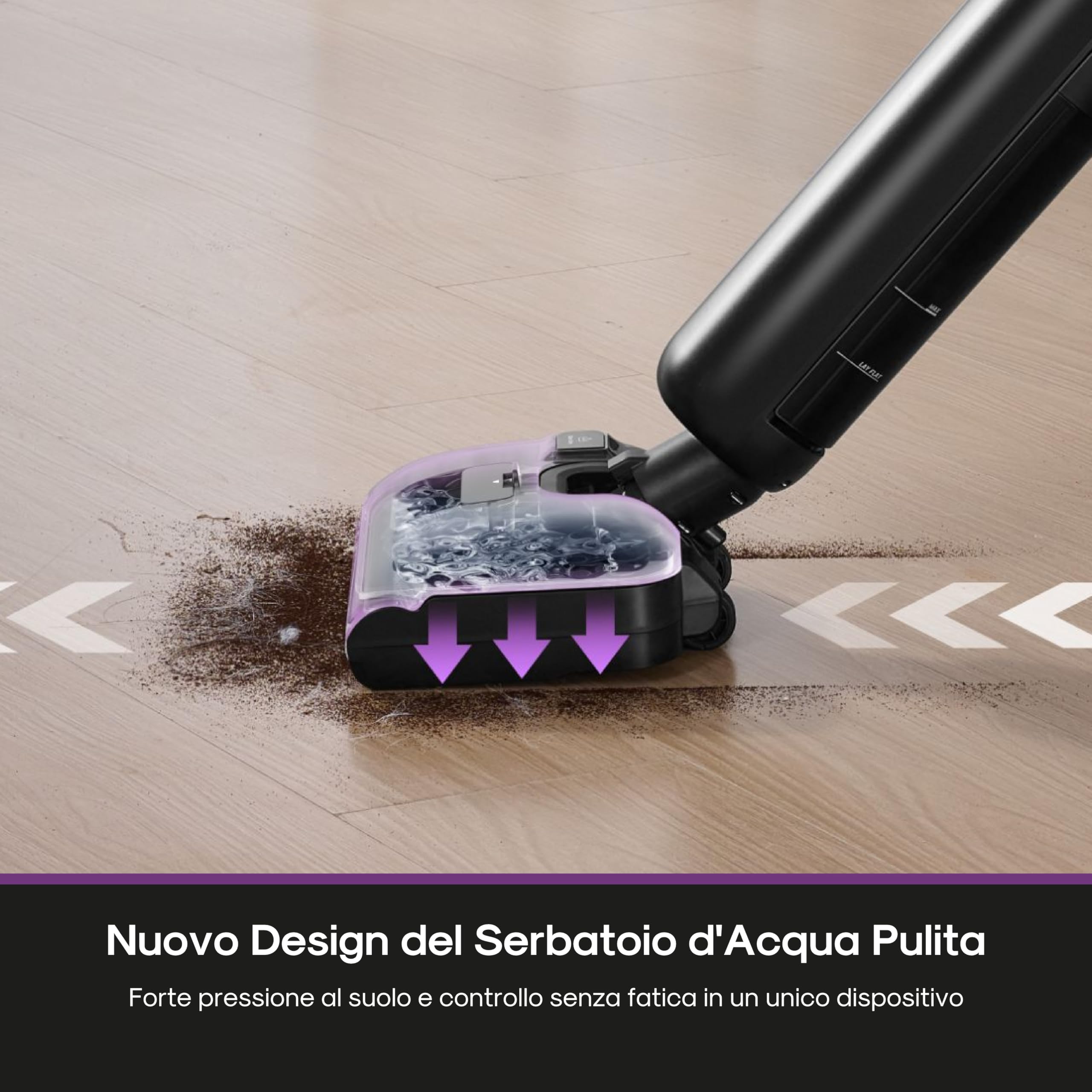 EUREKA FloorShine 460 Aspirapolvere e Lavapavimenti Senza Filo Autoasciugatura,Design Ultra-Piatto 8,8 cm,Inclinazione 180°,Pulizia 4-in-1,Serbatoi 600 ml,Animali Domestici,Nero