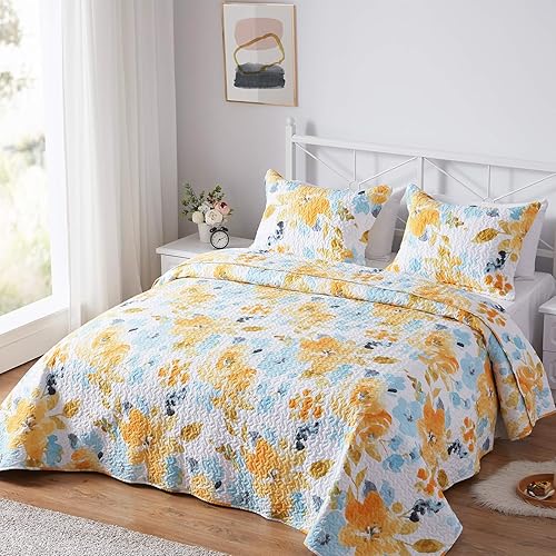 Vista 185 de SunStyle Home - Juego de colcha de cama de microfibra, ligero y suave, reversible, patrón de colcha, colchas para todas las estaciones. 01 - Verde