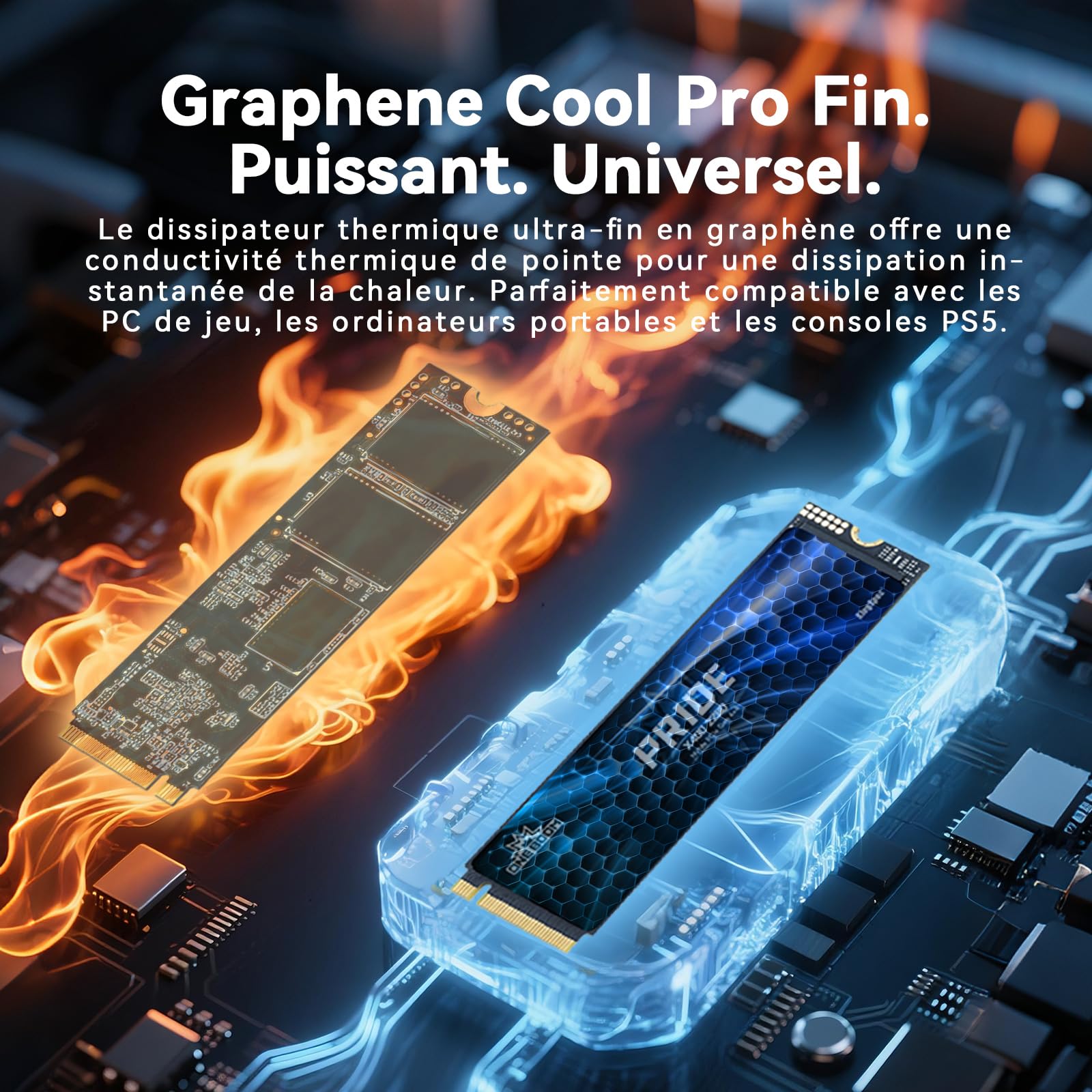 KingSpec ONEBOOM X400 SSD Interne 1To M.2 NVMe 2280 PCIe Gen4 - Mémoire 3D TLC NAND pour Gaming, Vitesse de Lecture jusqu'à 7400 Mo/s - Compatible PS5/PC/Ordinateur Portable