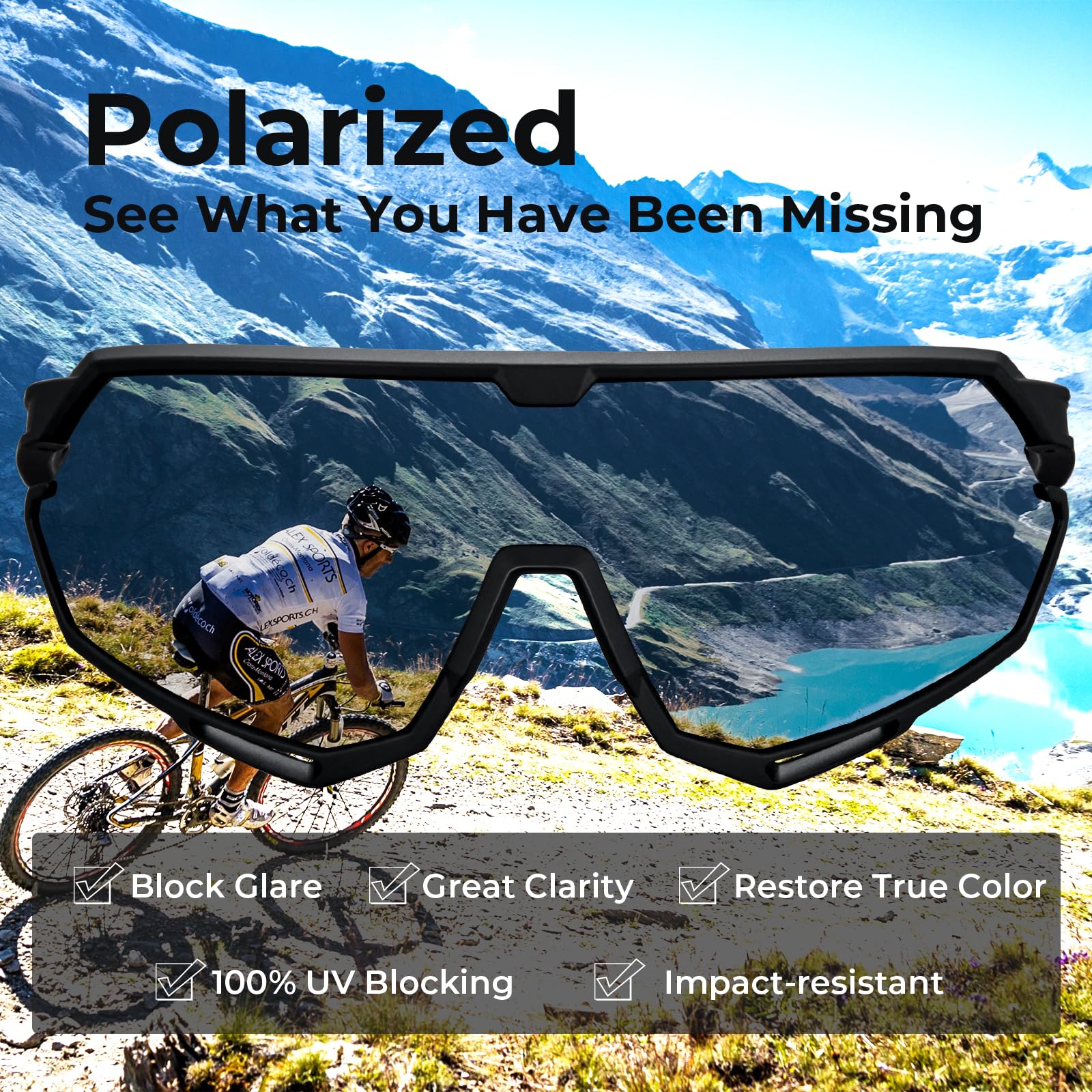 CARFIA Fahrradbrille Schnelle Brille Polarisierte Herren Sonnenbrille UV 400 Schutz Sportbrille für Autofahren Fahrrad Angeln Golf