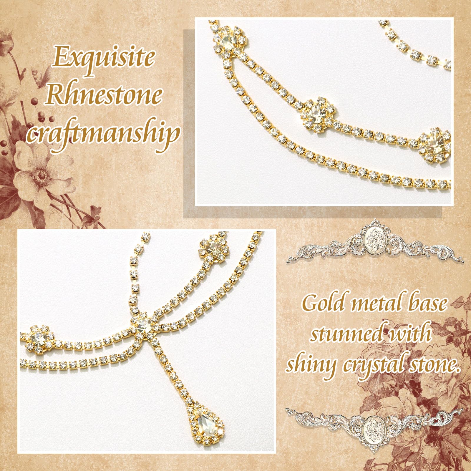 Amazon.com: VENOFEN Gold Head Chain Rhinestone Headpiece 