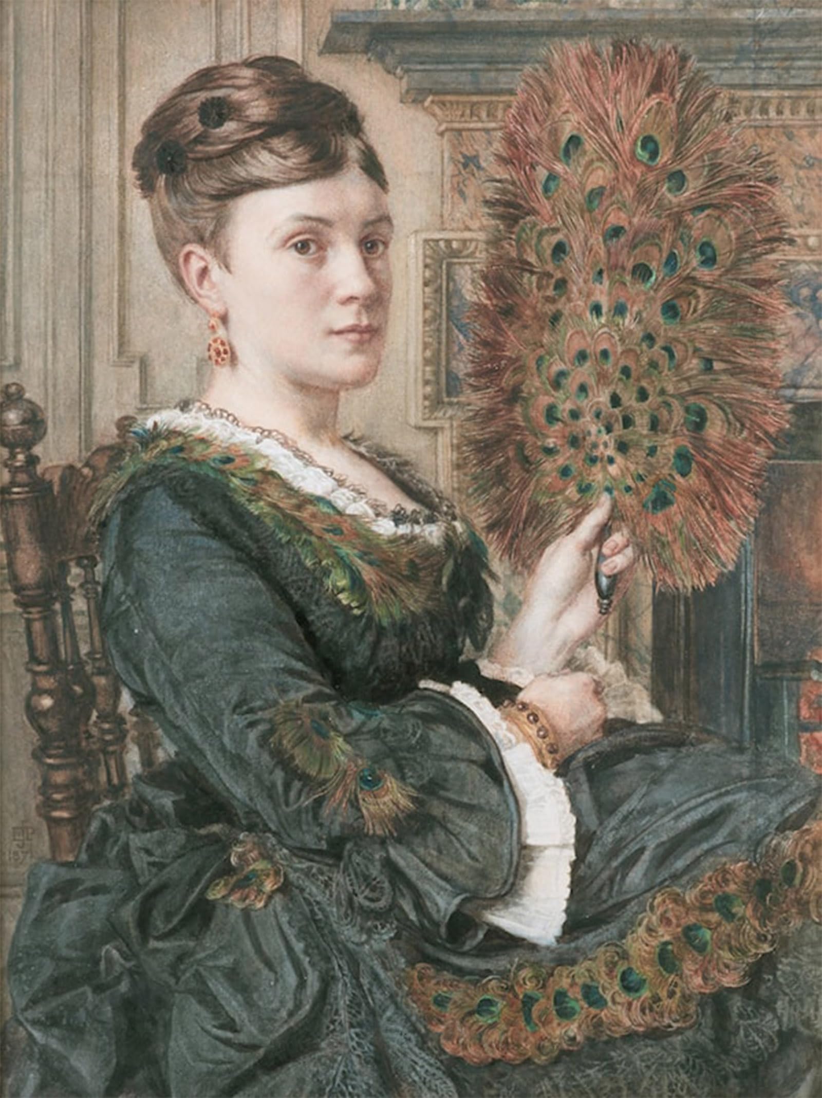 SERENDIPITP Vintage Wall Art Canvas Nordic Poster Canvas Print Picture the Peacock Fan by Edward John Poynter Wall Art Poster for Home Decor 60x90cm