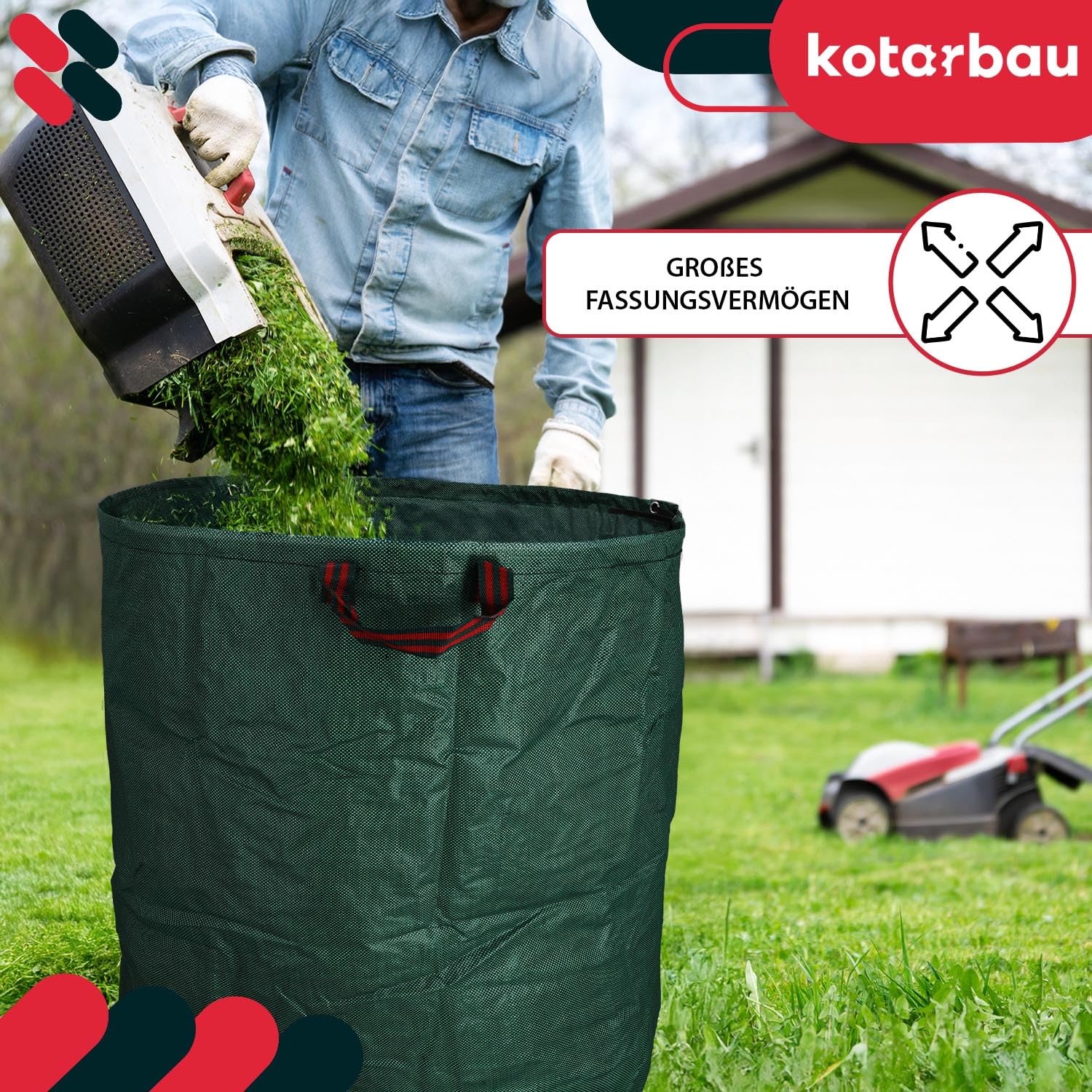 KOTARBAU® Lot de 3 sacs à déchets de jardin, 635 L. Idéal pour seau à mortier, plantes, feuilles et tontes de gazon. Sac rectangulaire pratique pour jardin et conteneur.