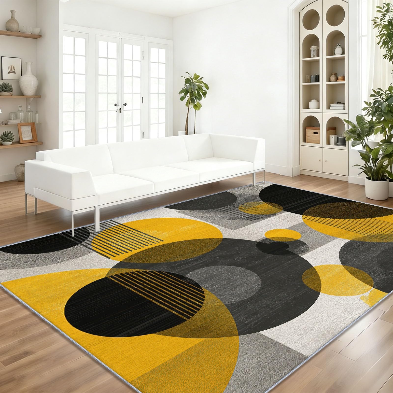 Abstrakt Geometrisch Teppich Wohnzimmer80 x 150 cm Grau