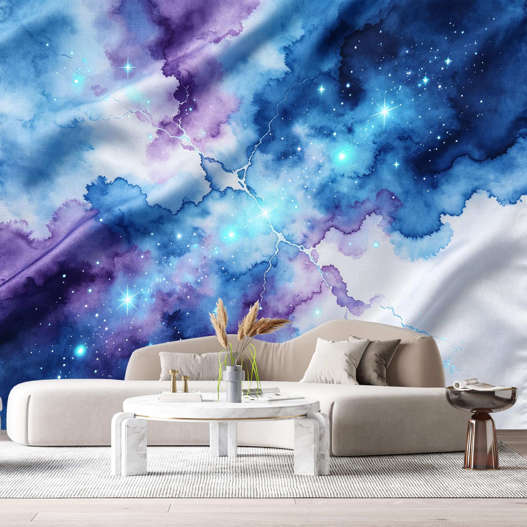 Custom Size Wall Murals Abstract Galaxy Watercolor Starry Sky Nebula SelfAdhesiveWall Fabric Removable Wallpaper Wall Decor for Living Room Bedroom Bathroom