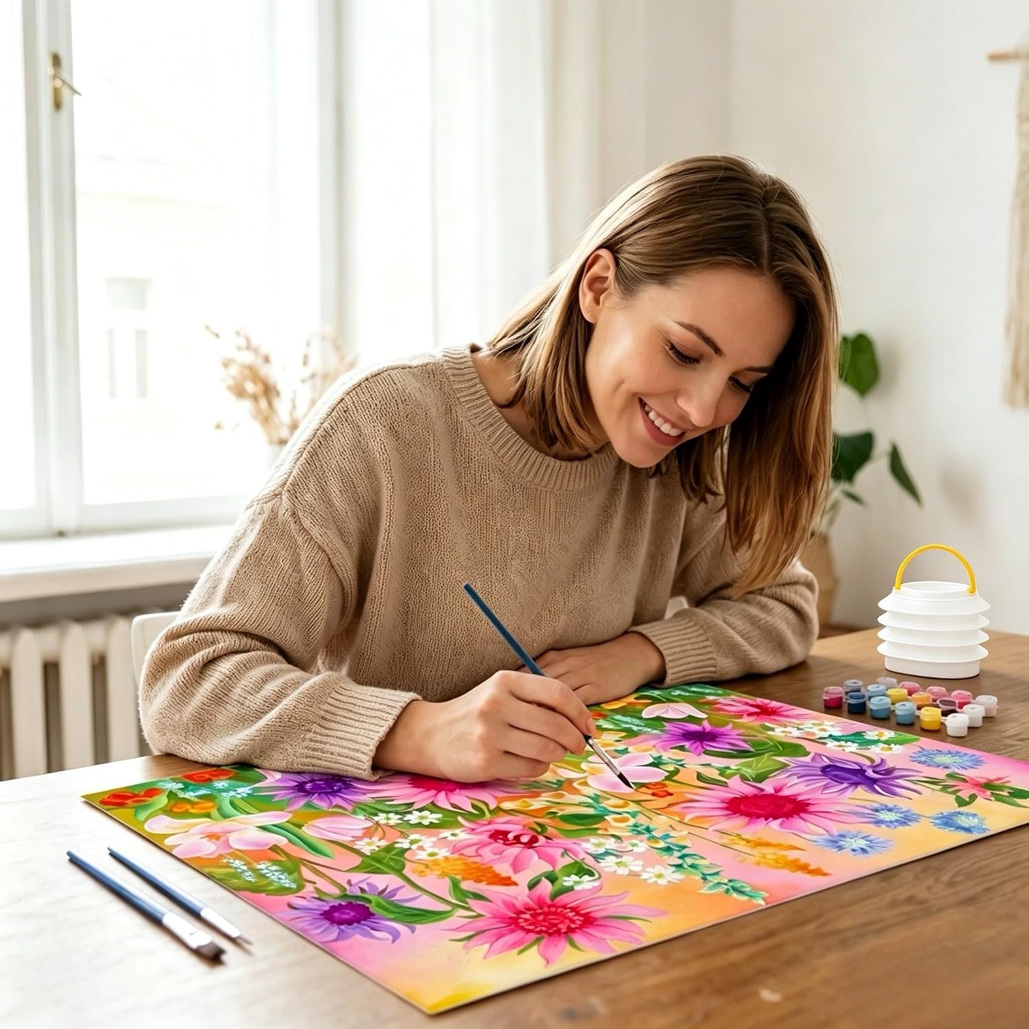 OLDEGG Sunflower Paint by Numbers Kit for Adults Beginners,Paint by Number Canvas for Adults,Vibrant Wildflower DIY Oil Painting by Number Craft for Home Wall Art 16x20 Inch